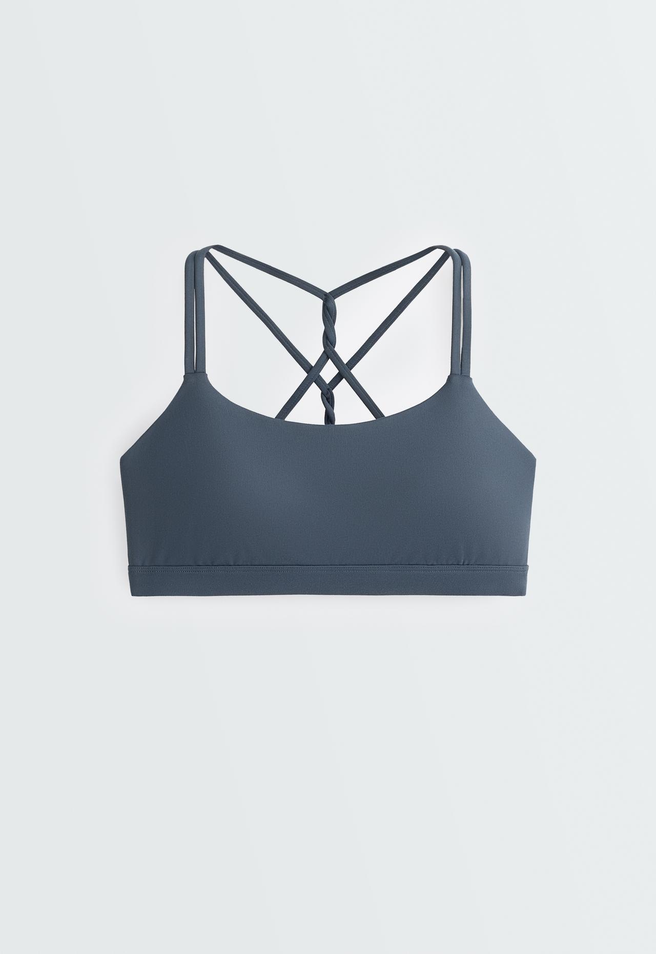 Comfortlux low-support crossover strap sports bra — DARK PETROL BLUE