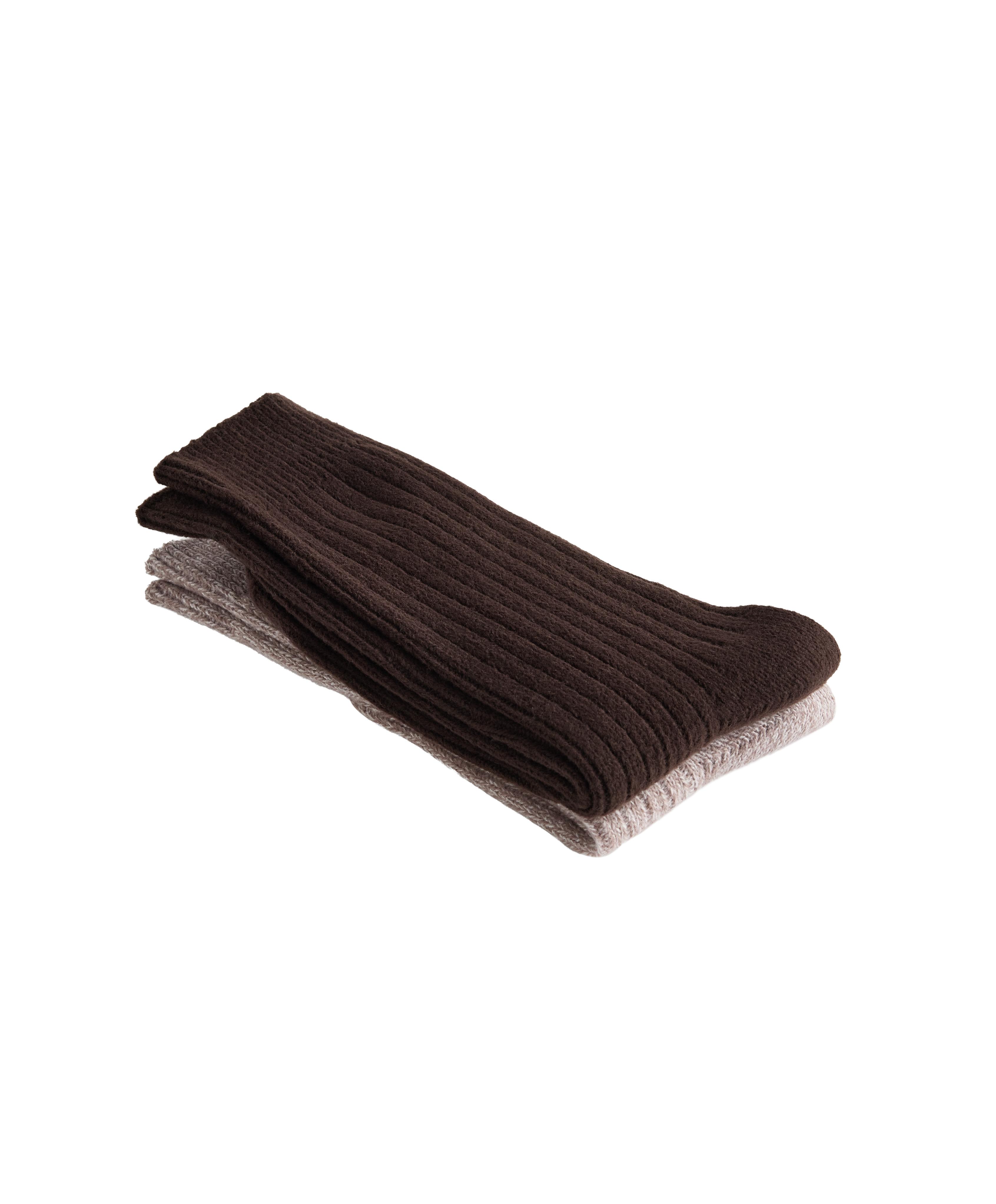 2 Pairs of Classic Ribbed Socks — CHOCOLATE