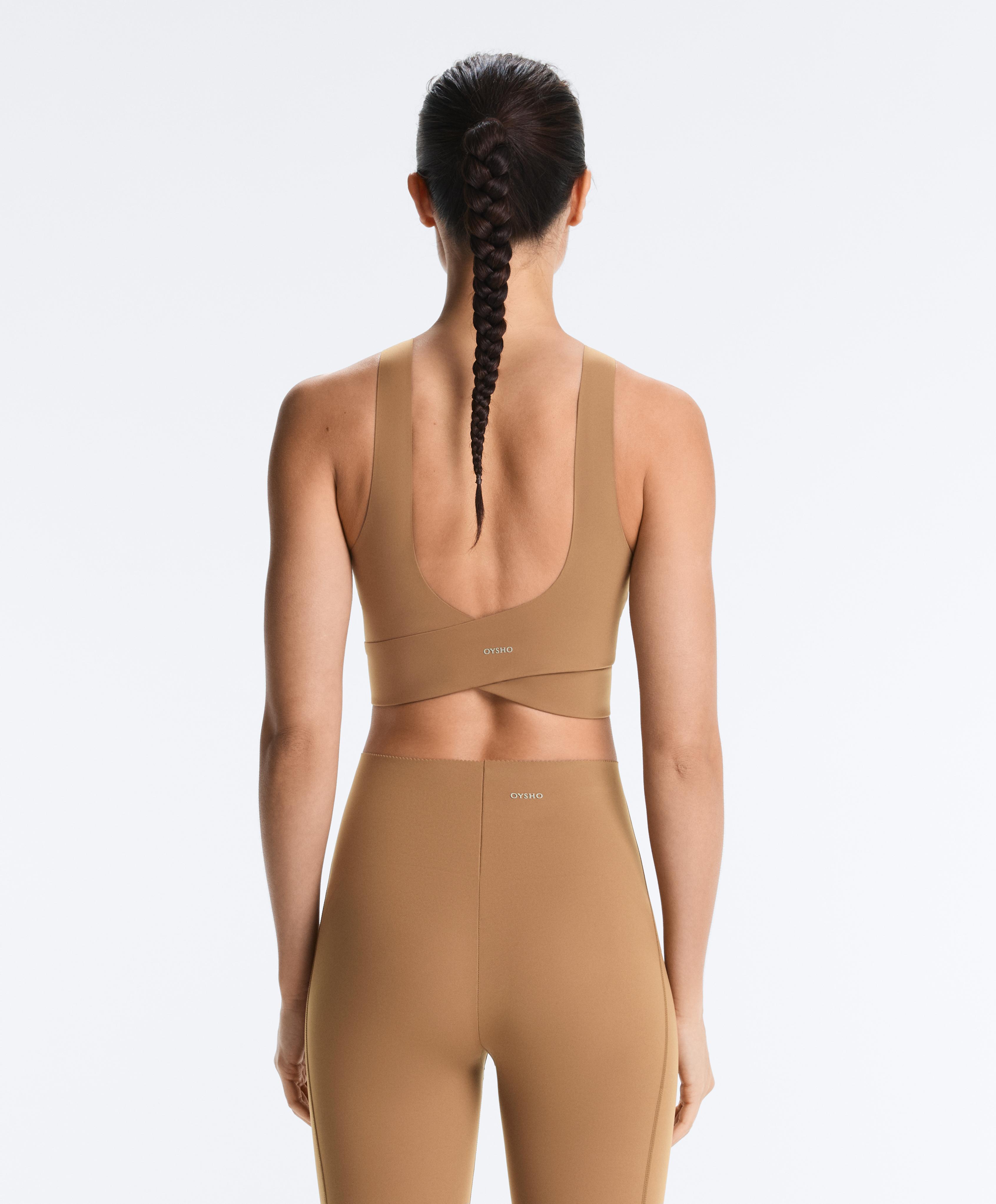 Light Touch crossover back tank top — PALE BROWN