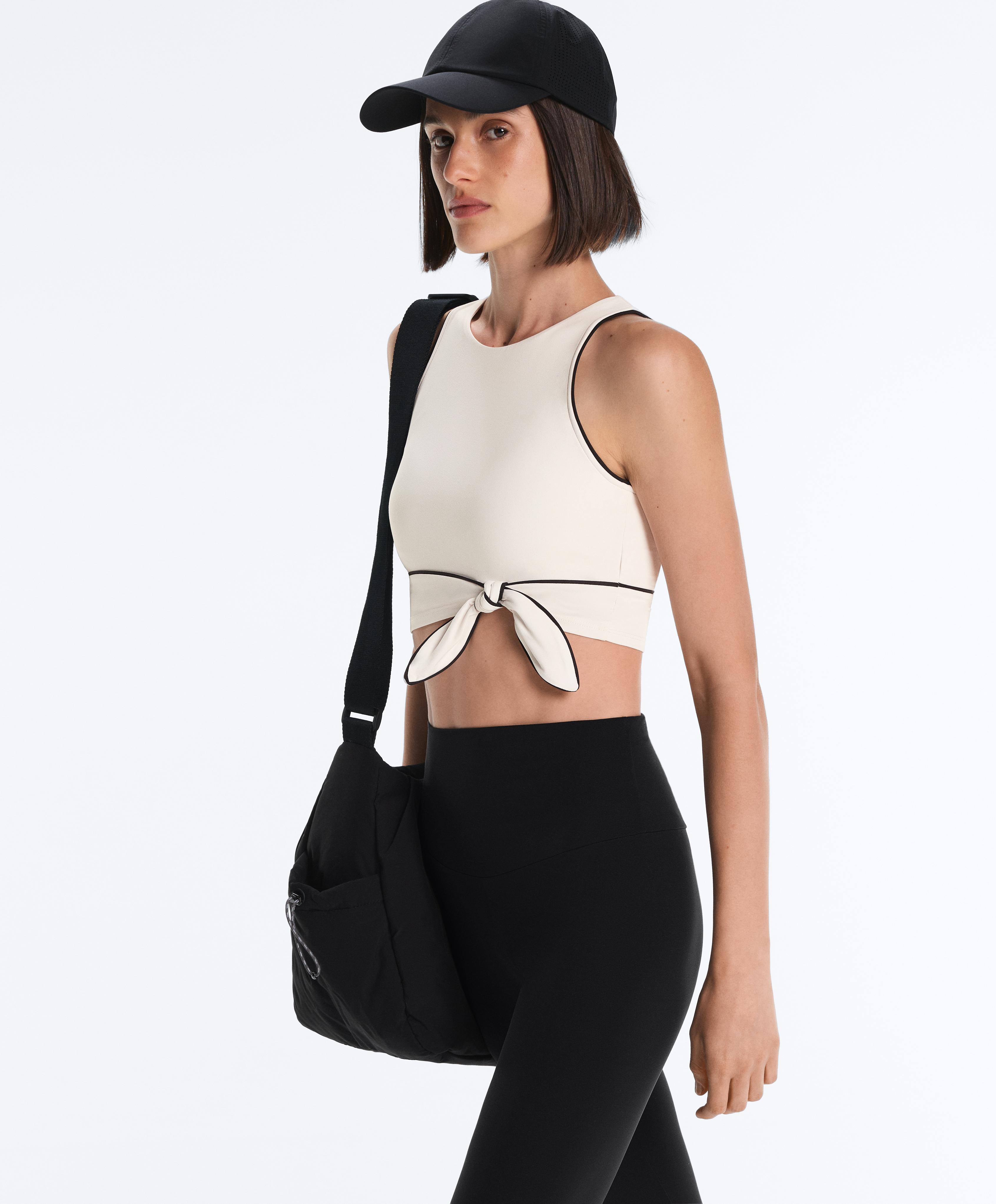 Comfortlux sleeveless tie tank top — PALE ECRU