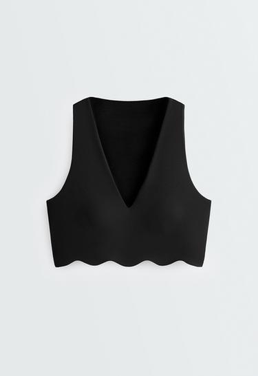 Wavy medium-support compressive sports bra — BLACK 6