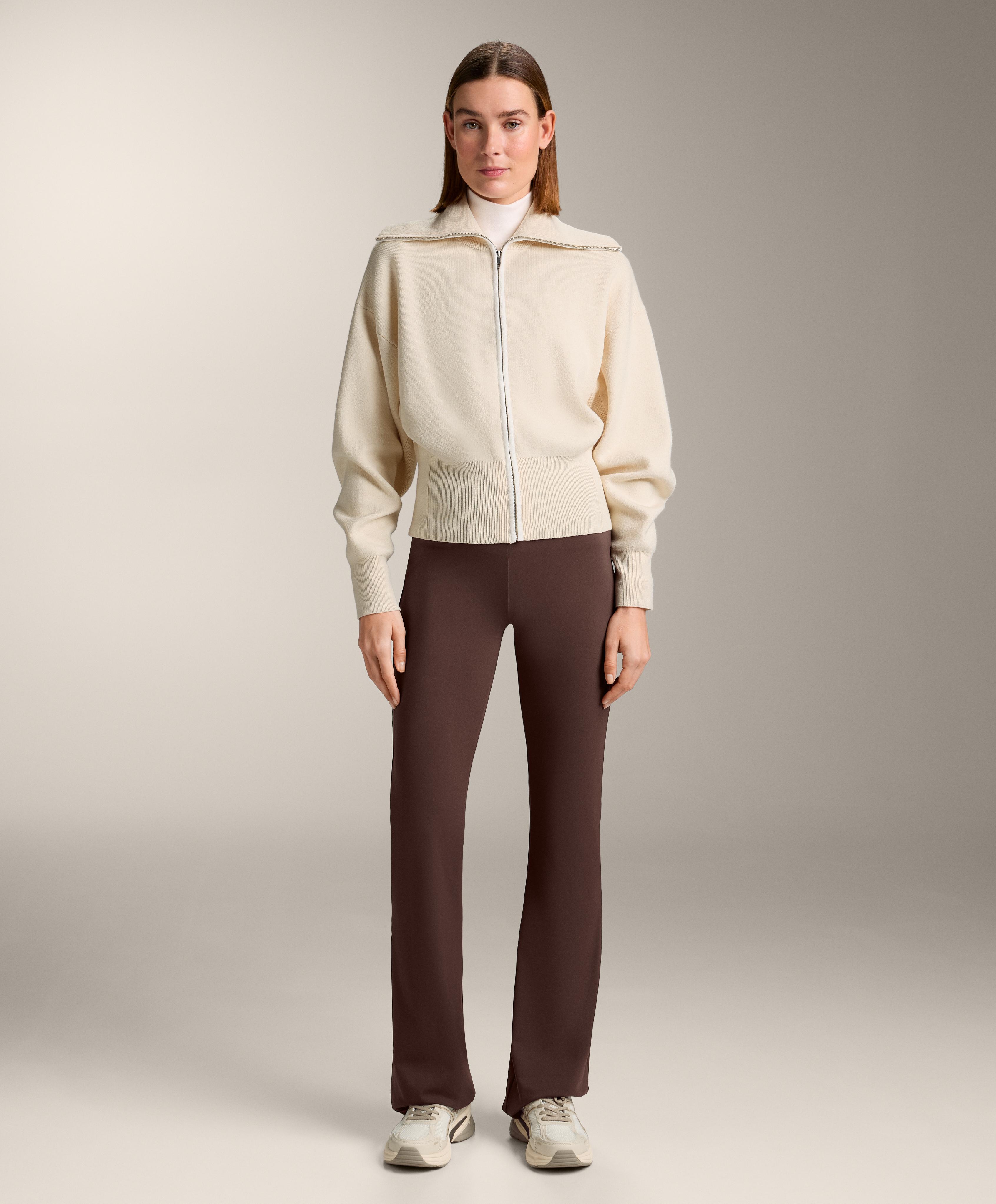Contrast zip knit jacket — VANILLA