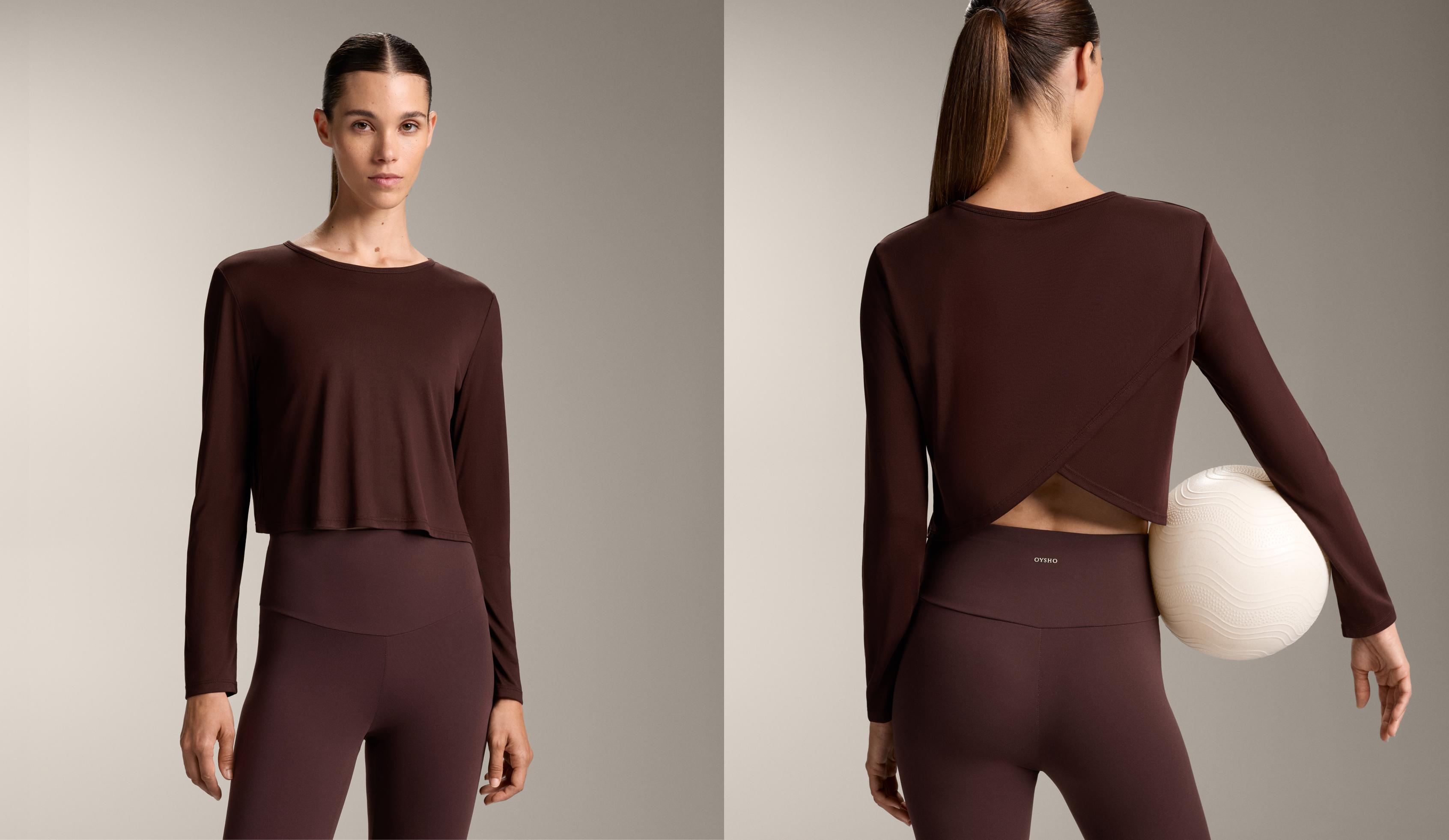 Maglietta cropped con incrocio sulla schiena in modal