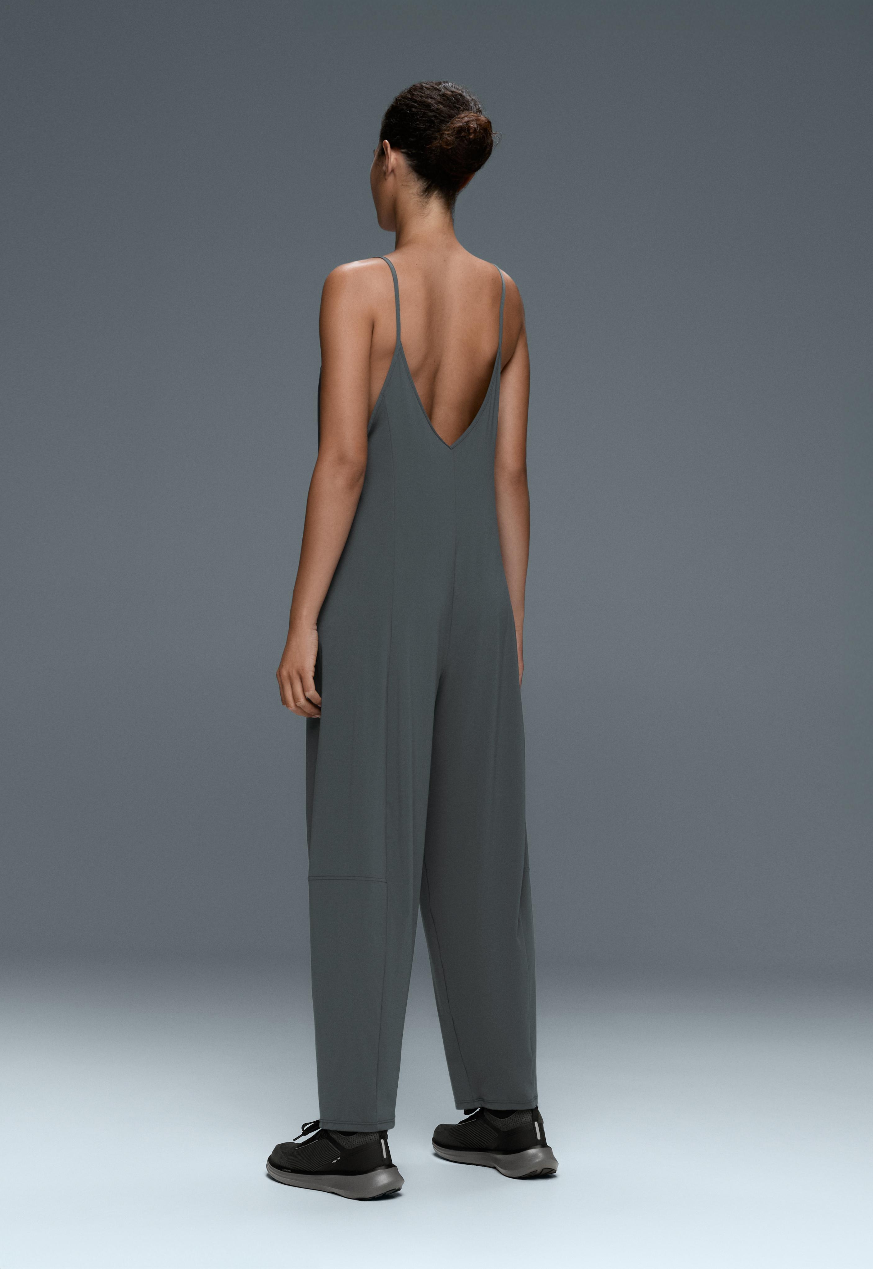 Light Touch wide long jumpsuit — STEEL GREY