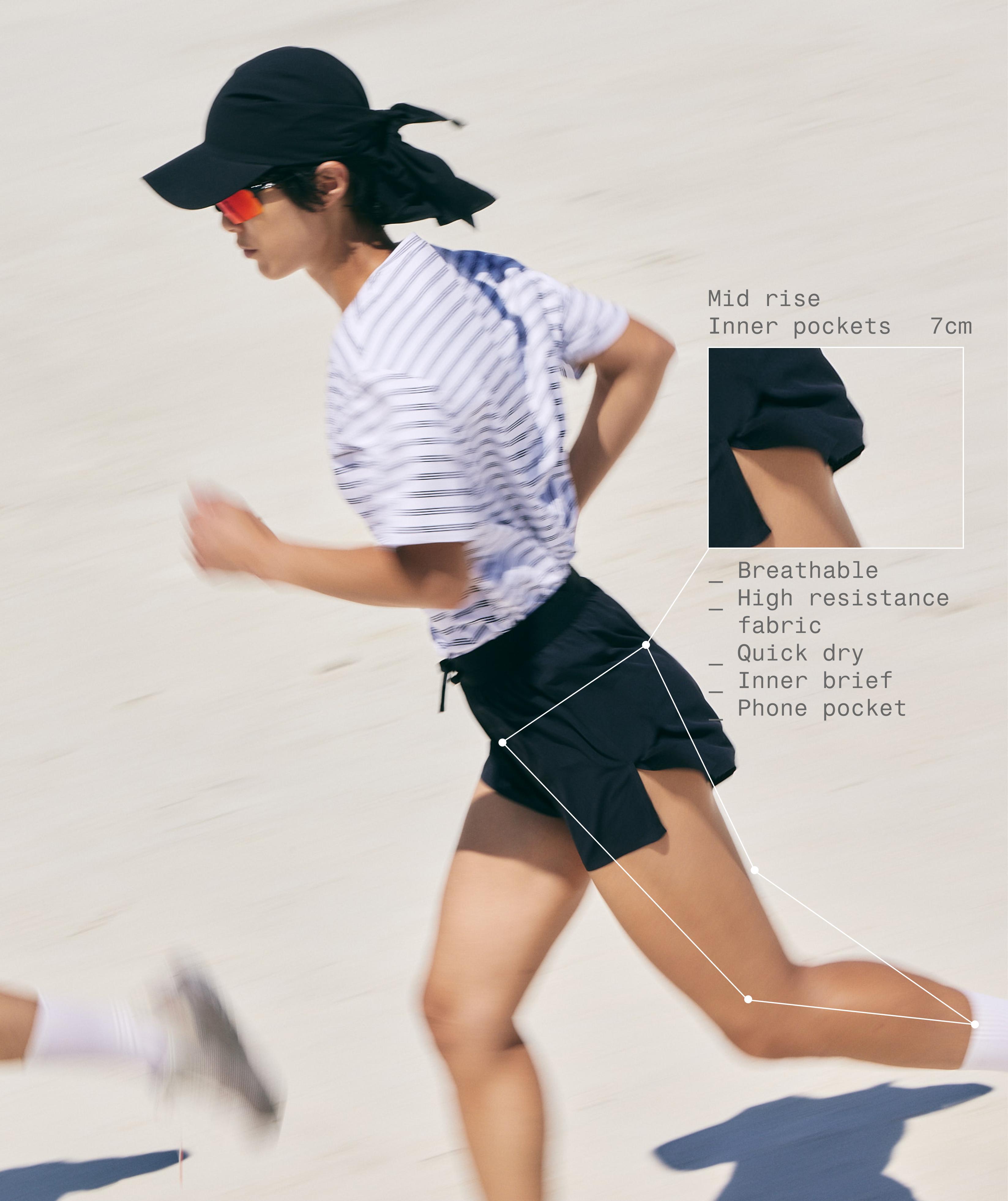 7cm high-rise technical shorts — BLACK