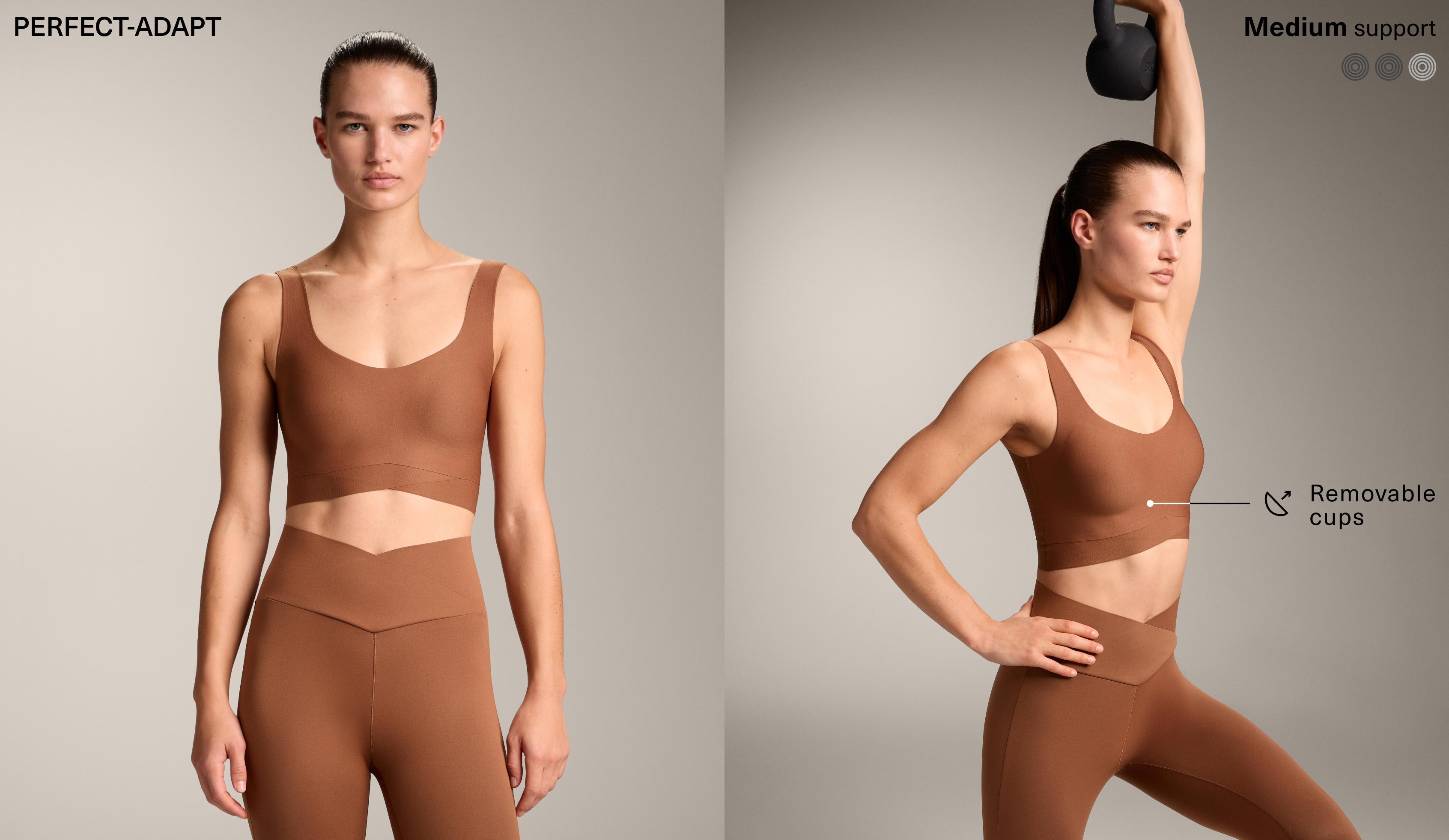 Perfect-adapt medium support sports bra with cups
