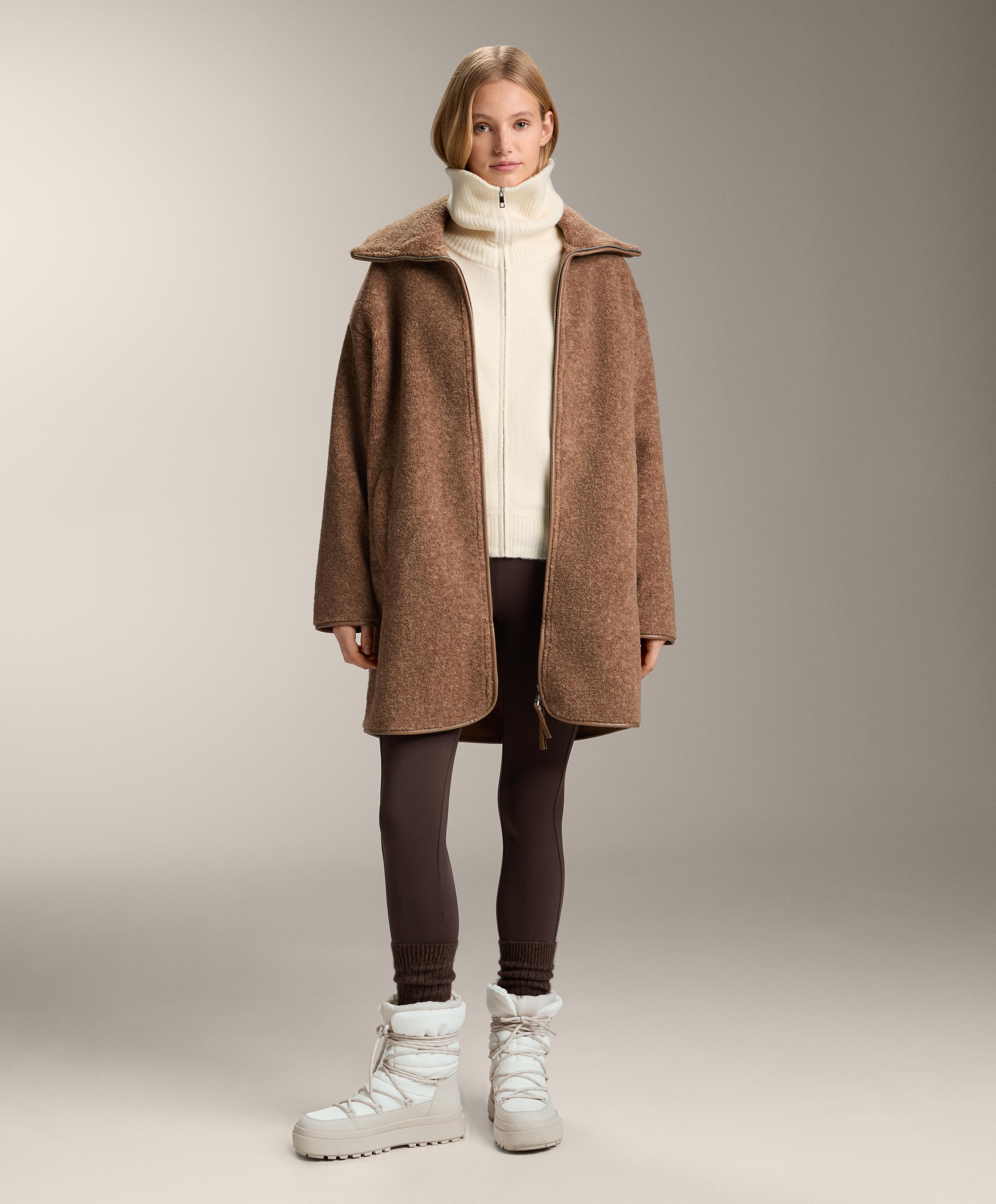Long faux-shearling jacket — TAN MELANGE
