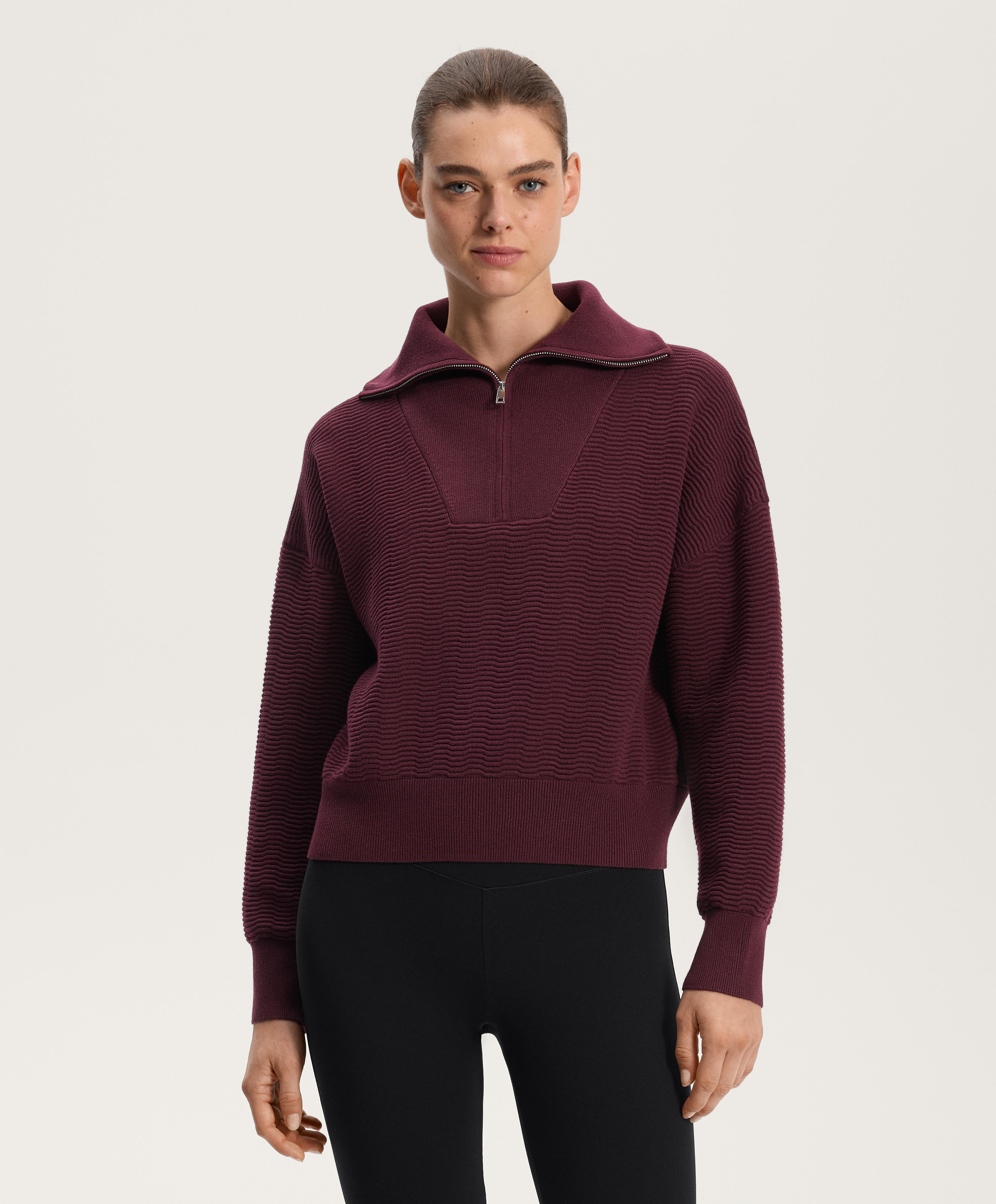 Pullover in maglia strutturata con mezza zip Pullover in maglia strutturata con mezza zip