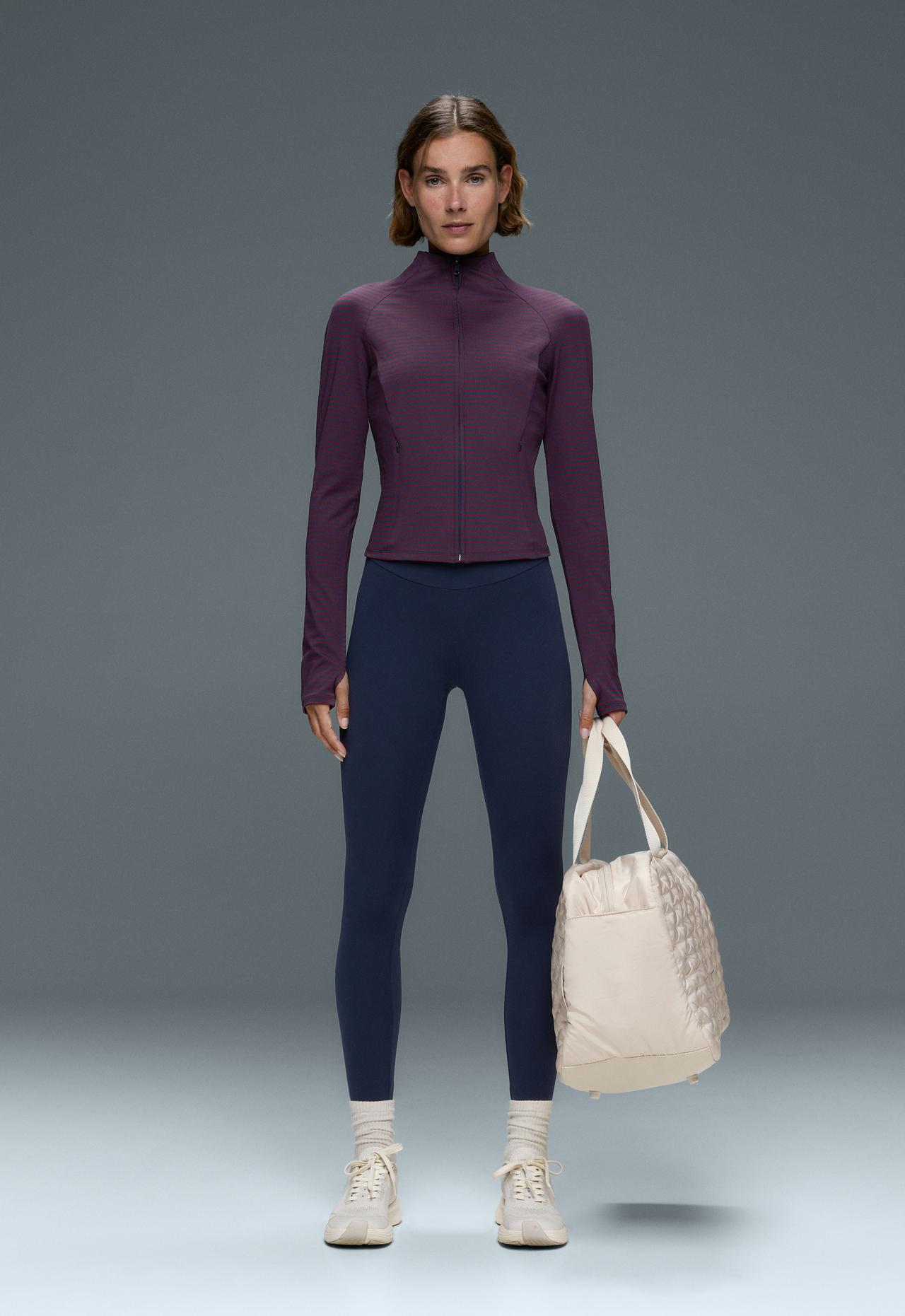 Striped technical jacket — NAVY BLUE