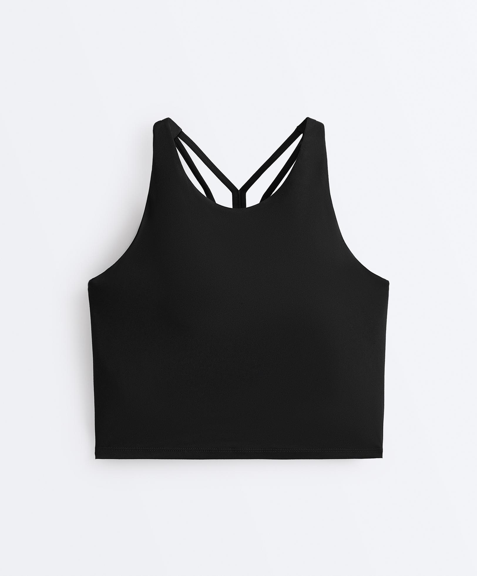 Comfortlux strappy tank top with cups — BLACK