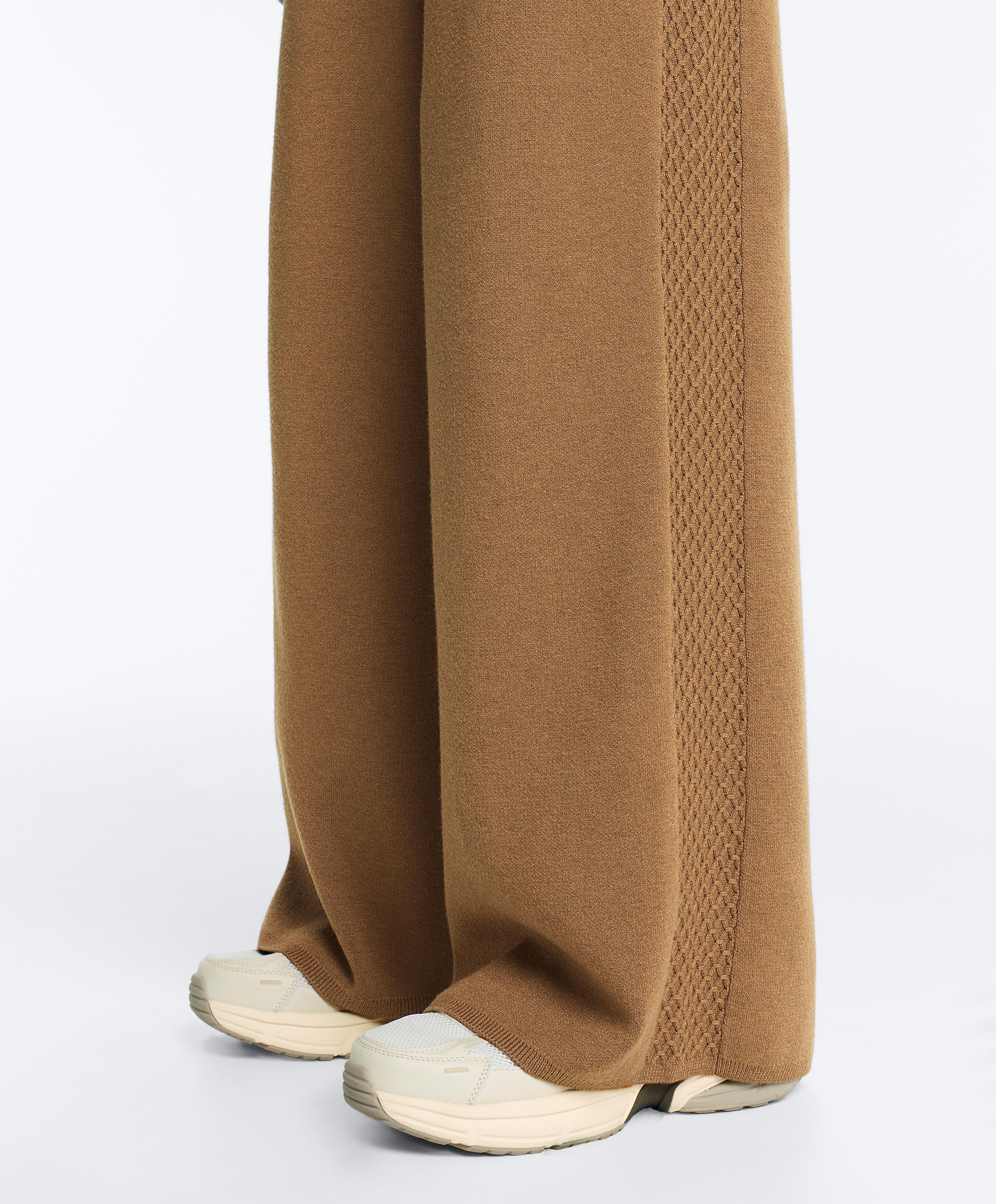 Straight-leg trousers with side knit structure — COPPER