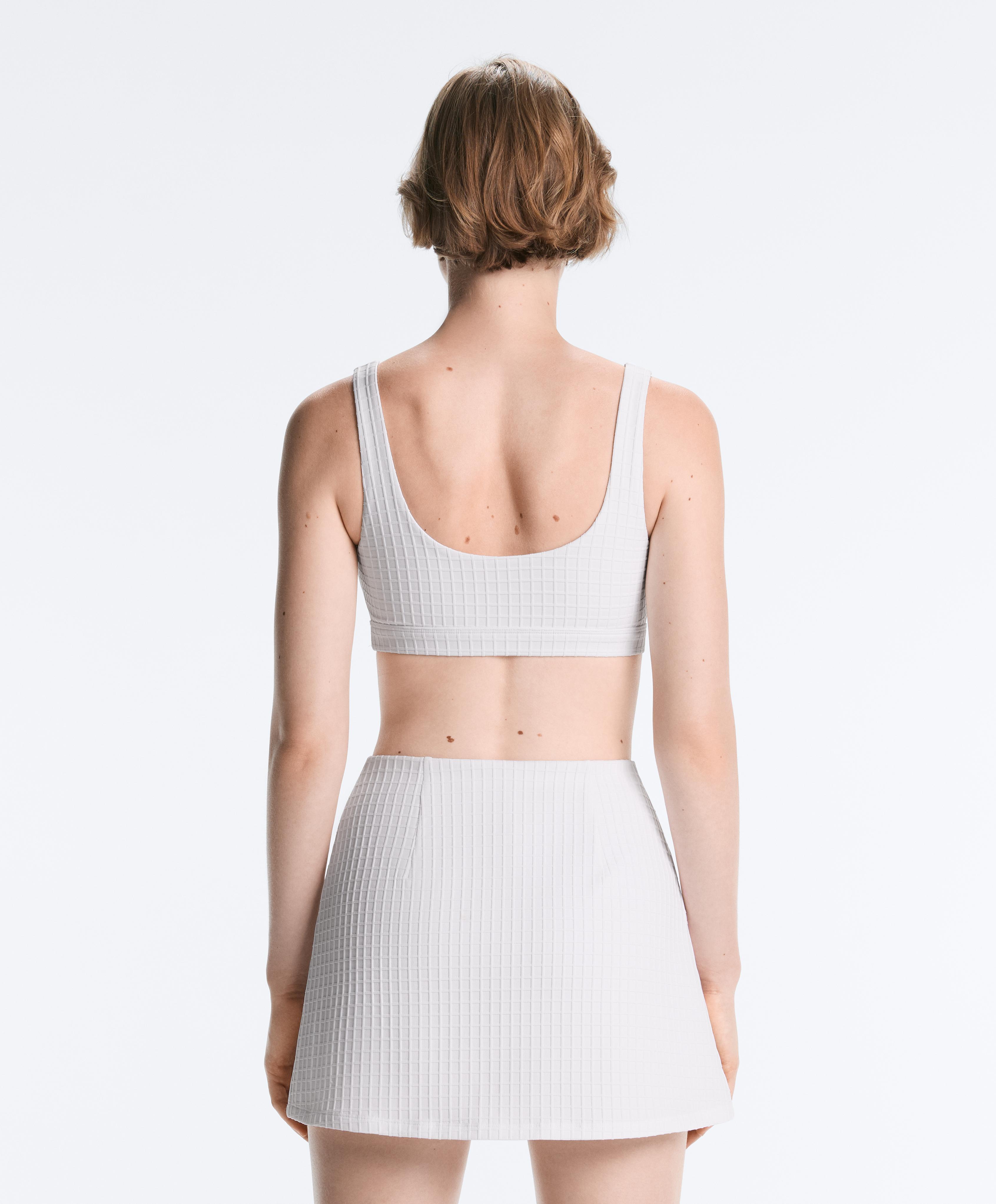 Medium-support check sports bra — WHITE