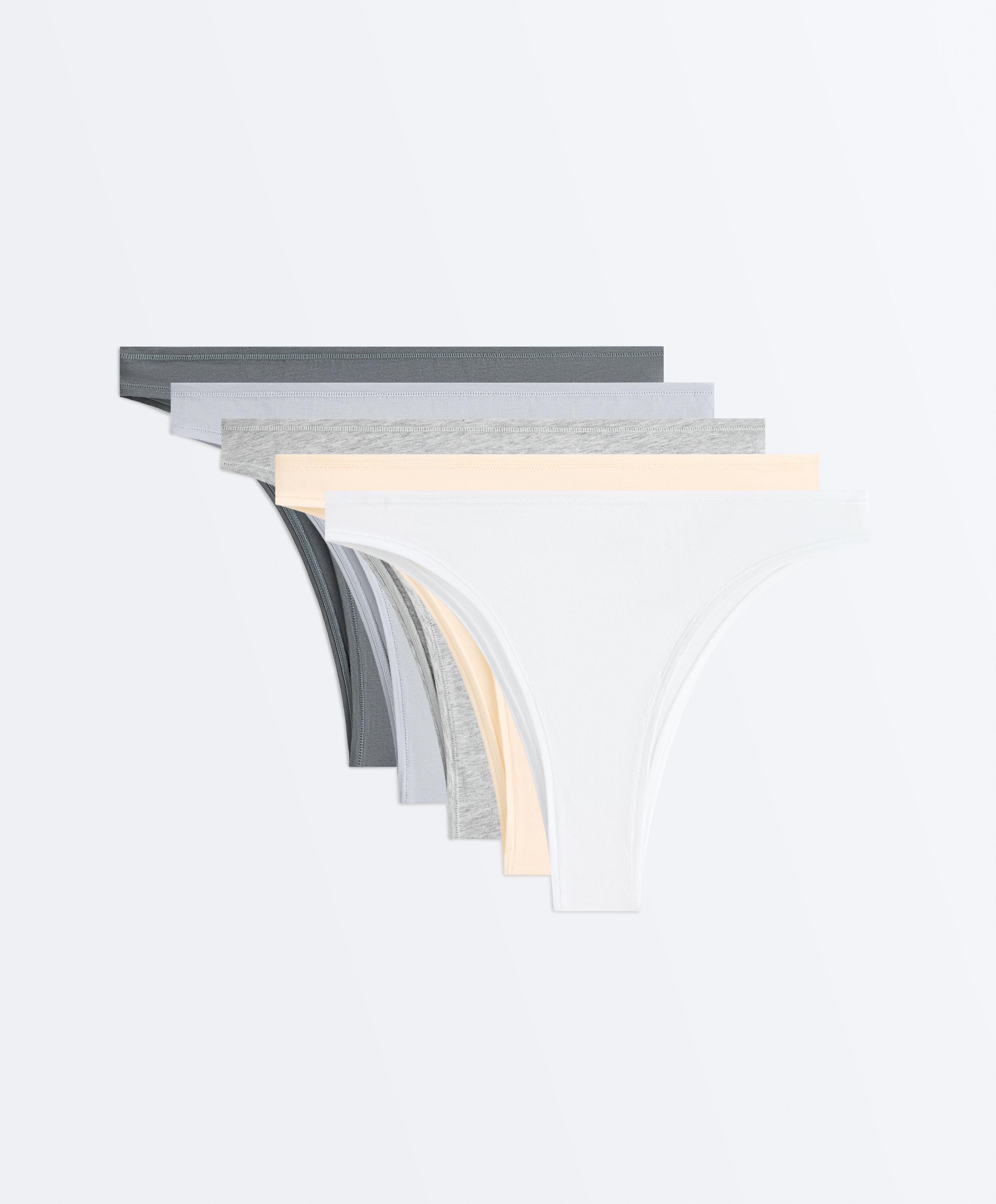 5 cotton blend Brazilian briefs — VANILLA