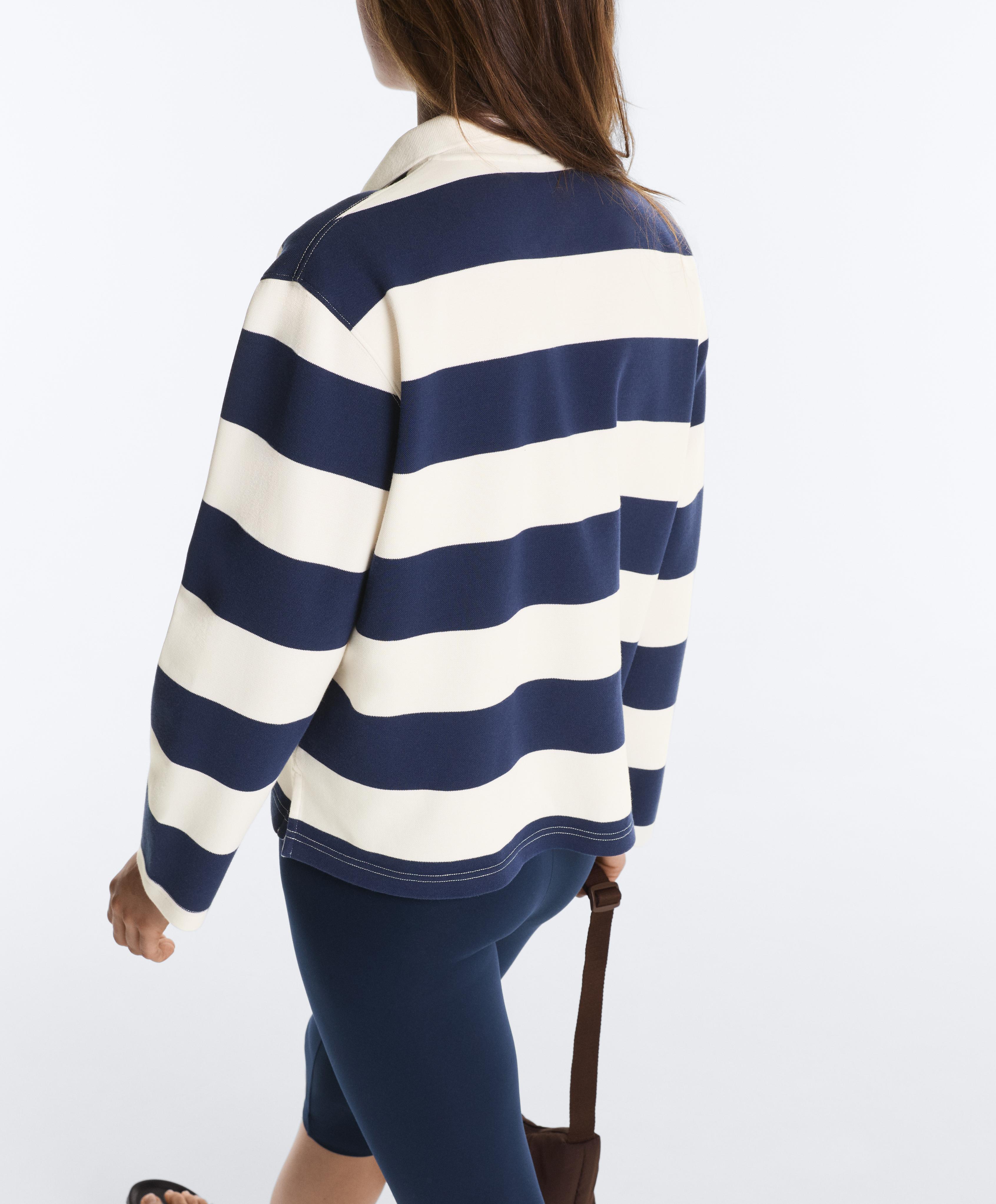 Jacquard cotton piqué polo shirt — NAVY BLUE