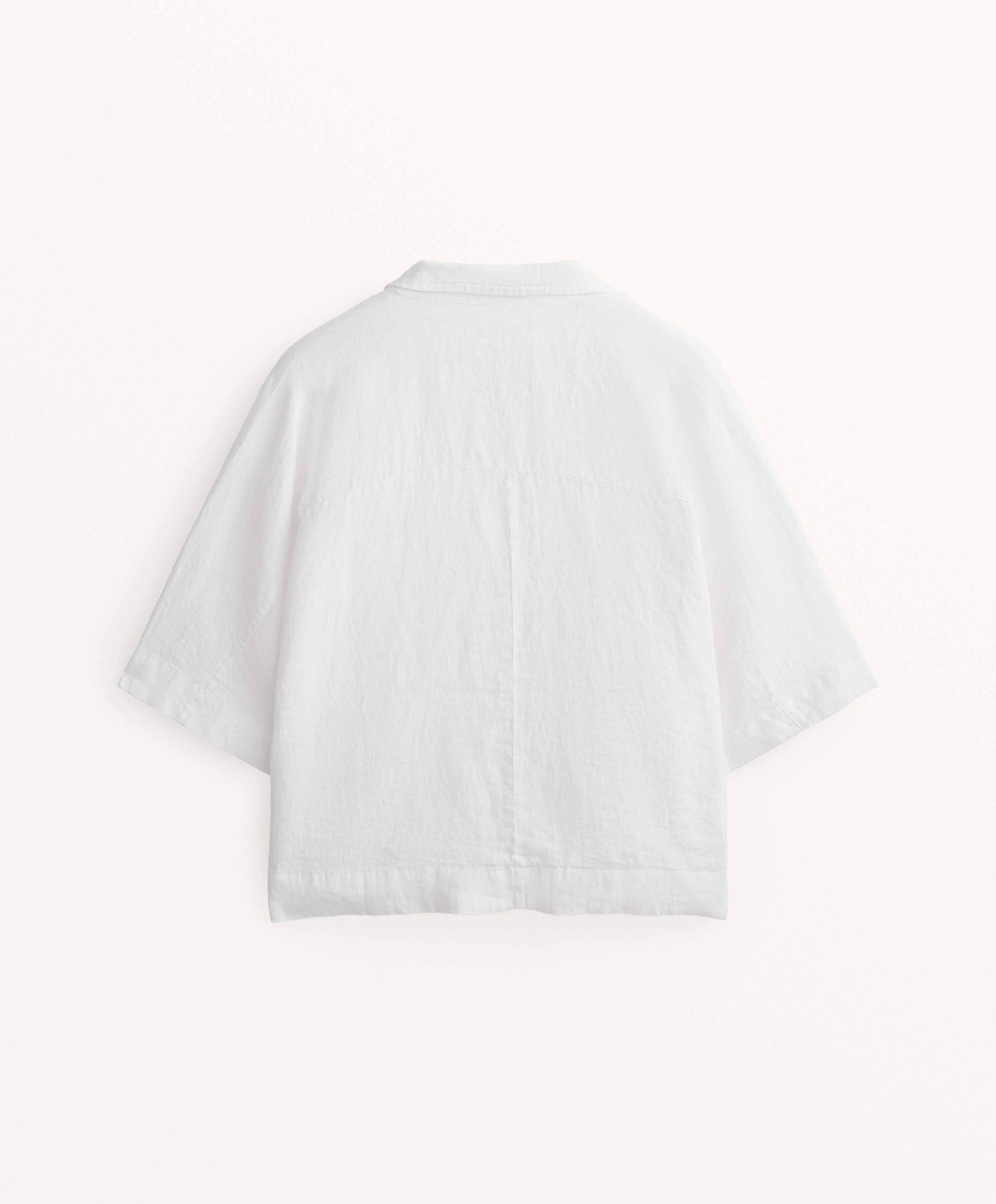 Oversized short sleeve 100% linen shirt