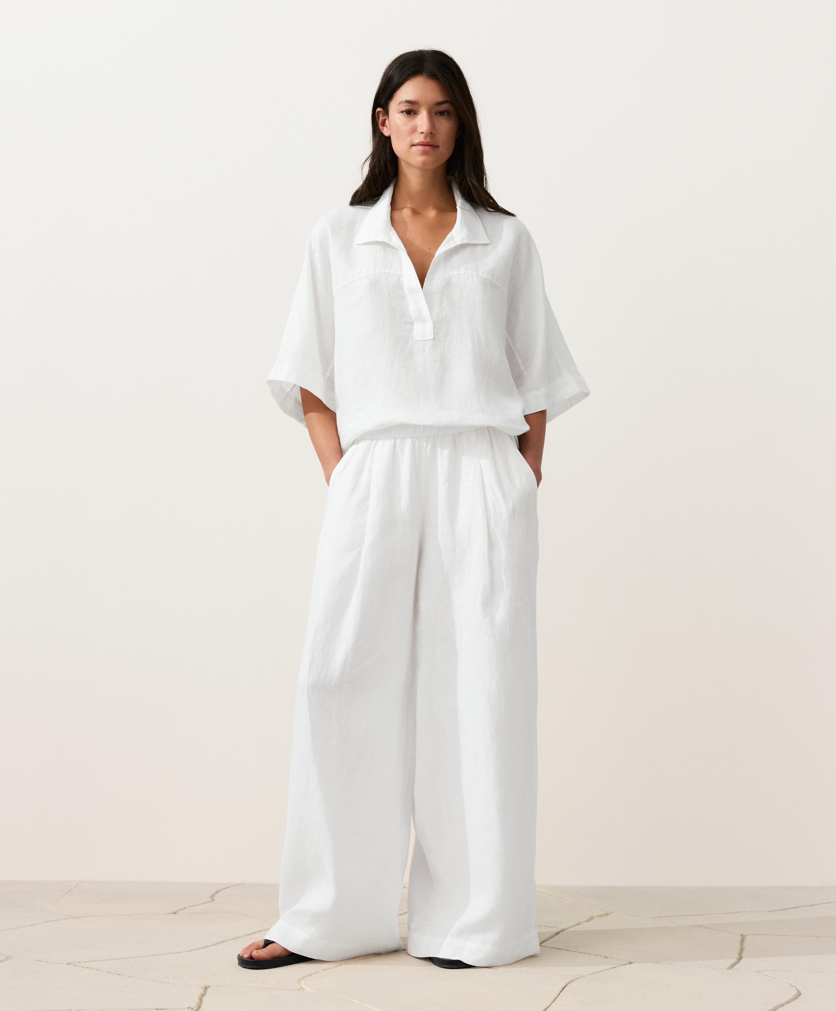 Lühikeste varrukatega avara lõikega 100% linane särk