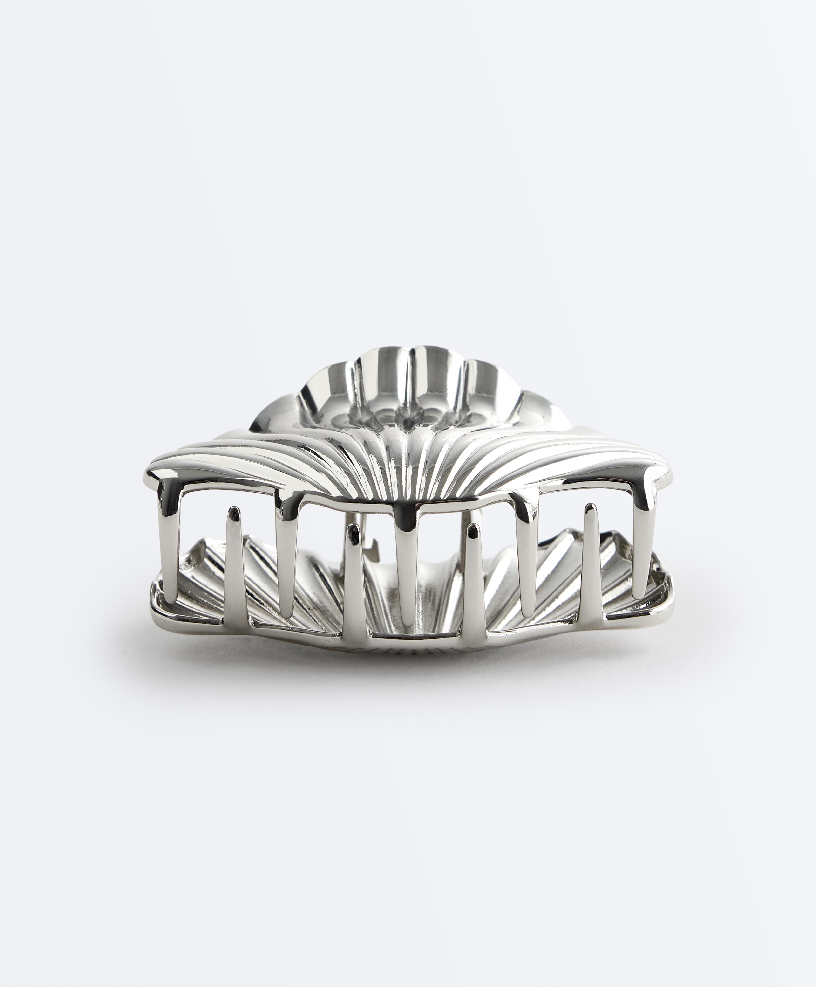 Shell metallic hair clip — SILVER