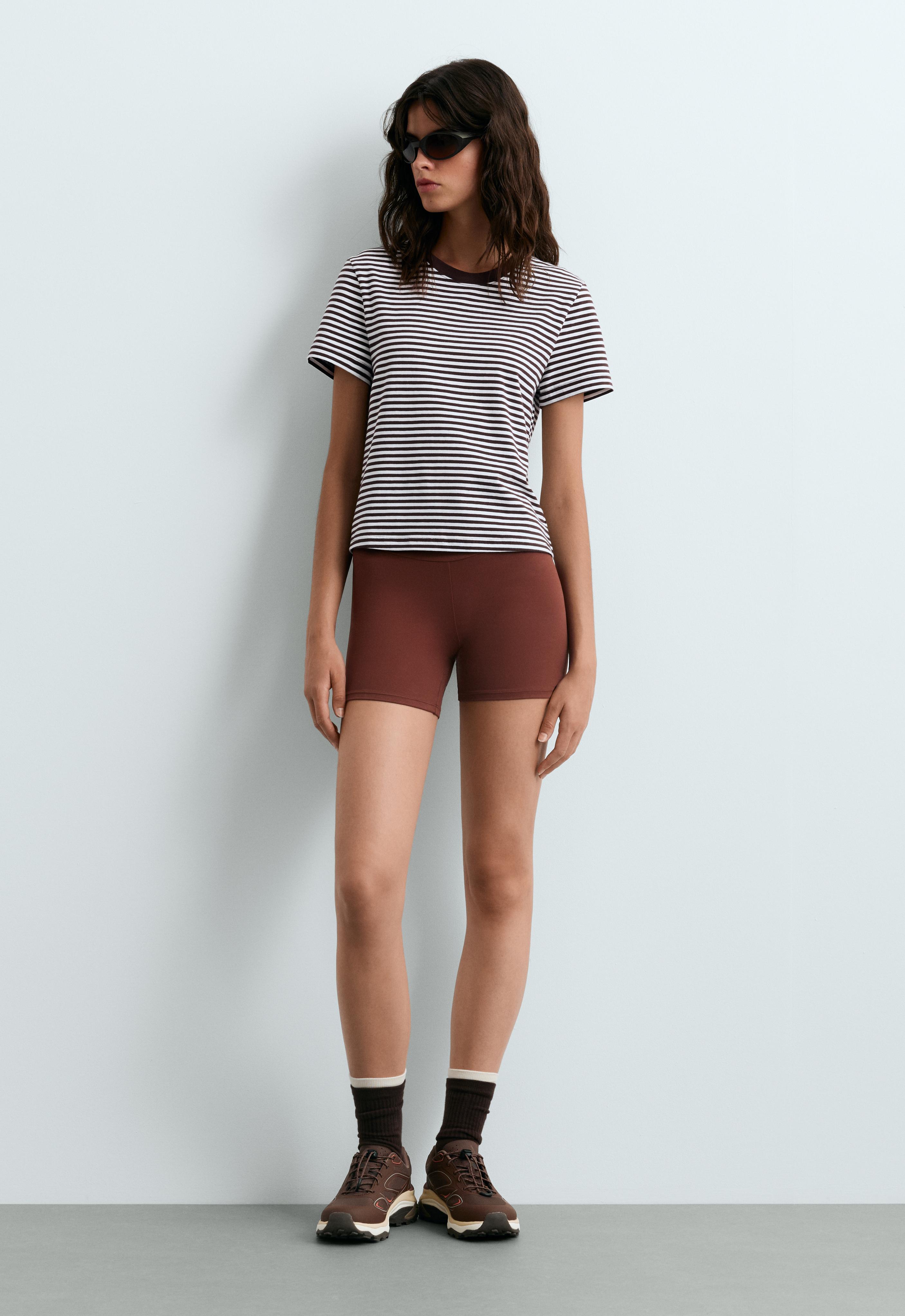 T-shirt in katoenmix met strepen