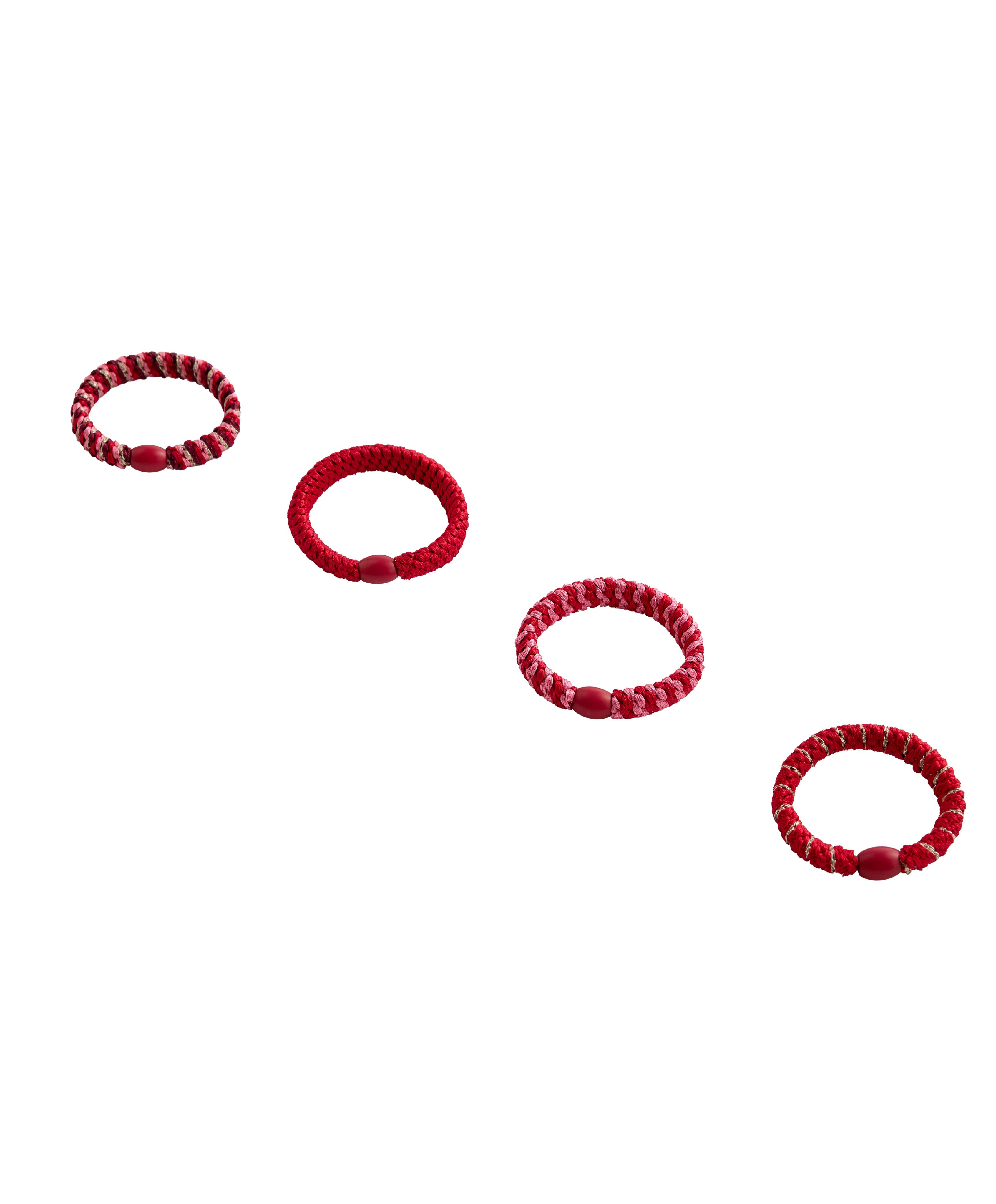 4 braided scrunchies — RED