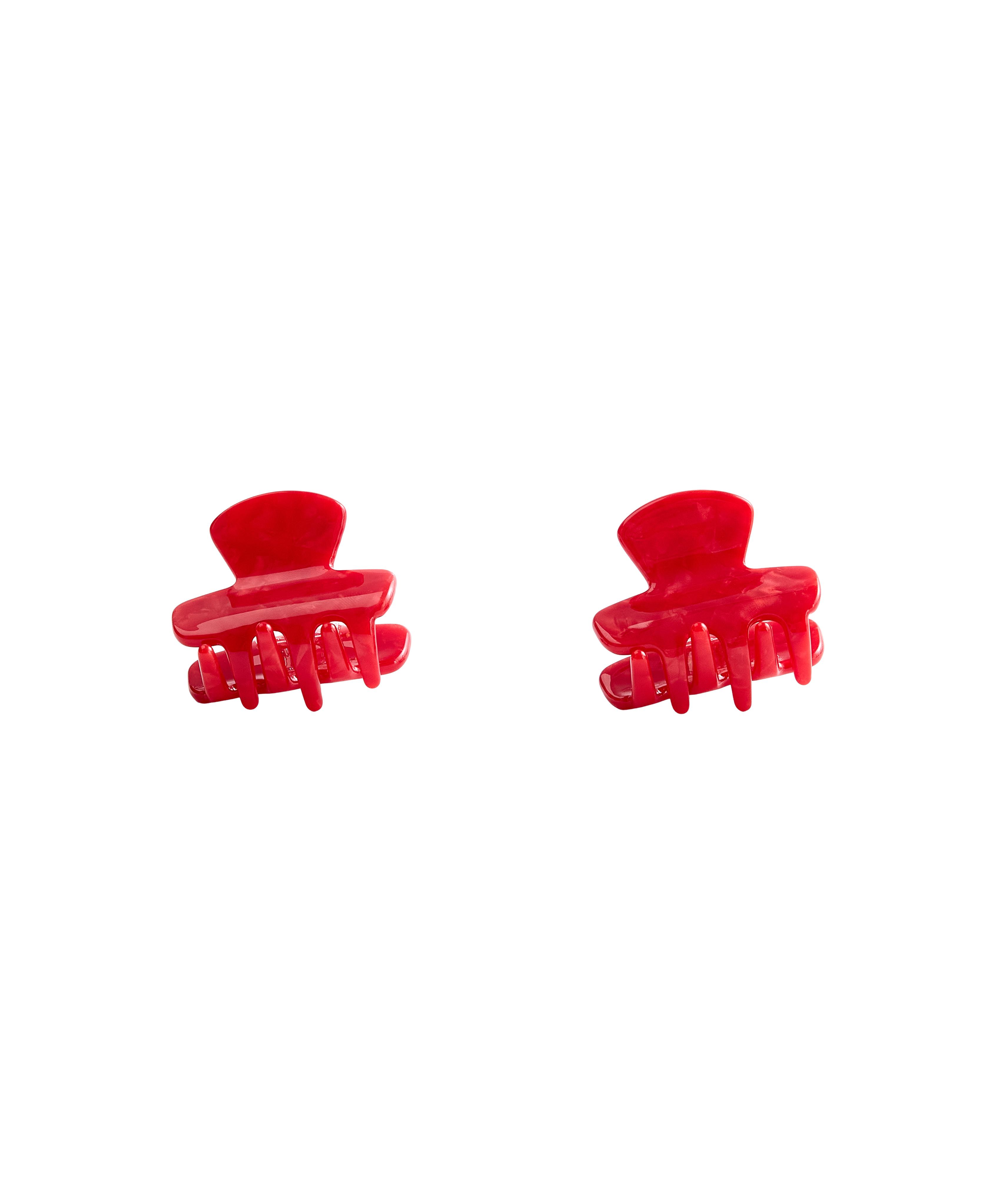 2 mini hair clips — RED