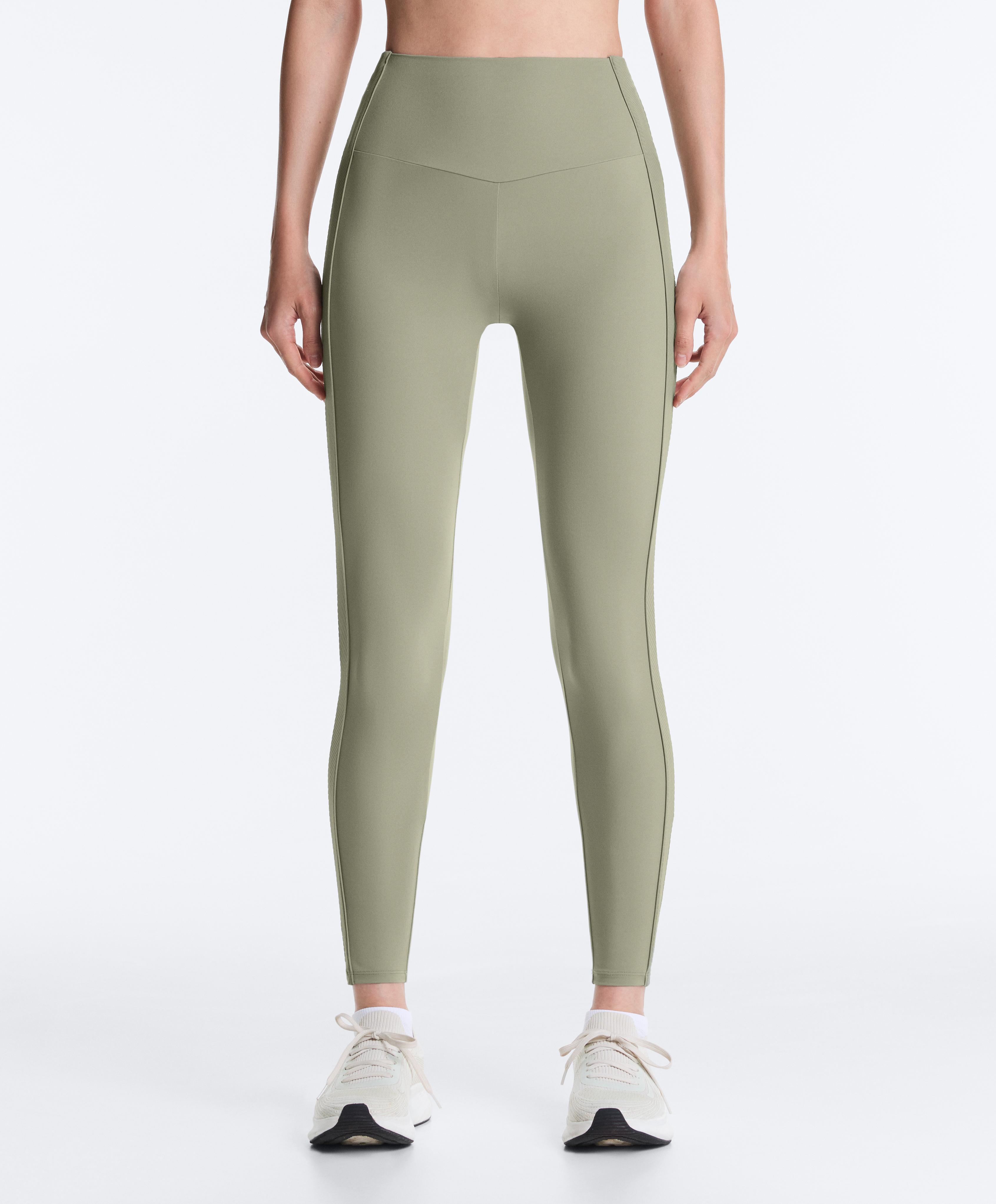 Comfortlux high-rise rib ankle-length leggings — PALE GREEN