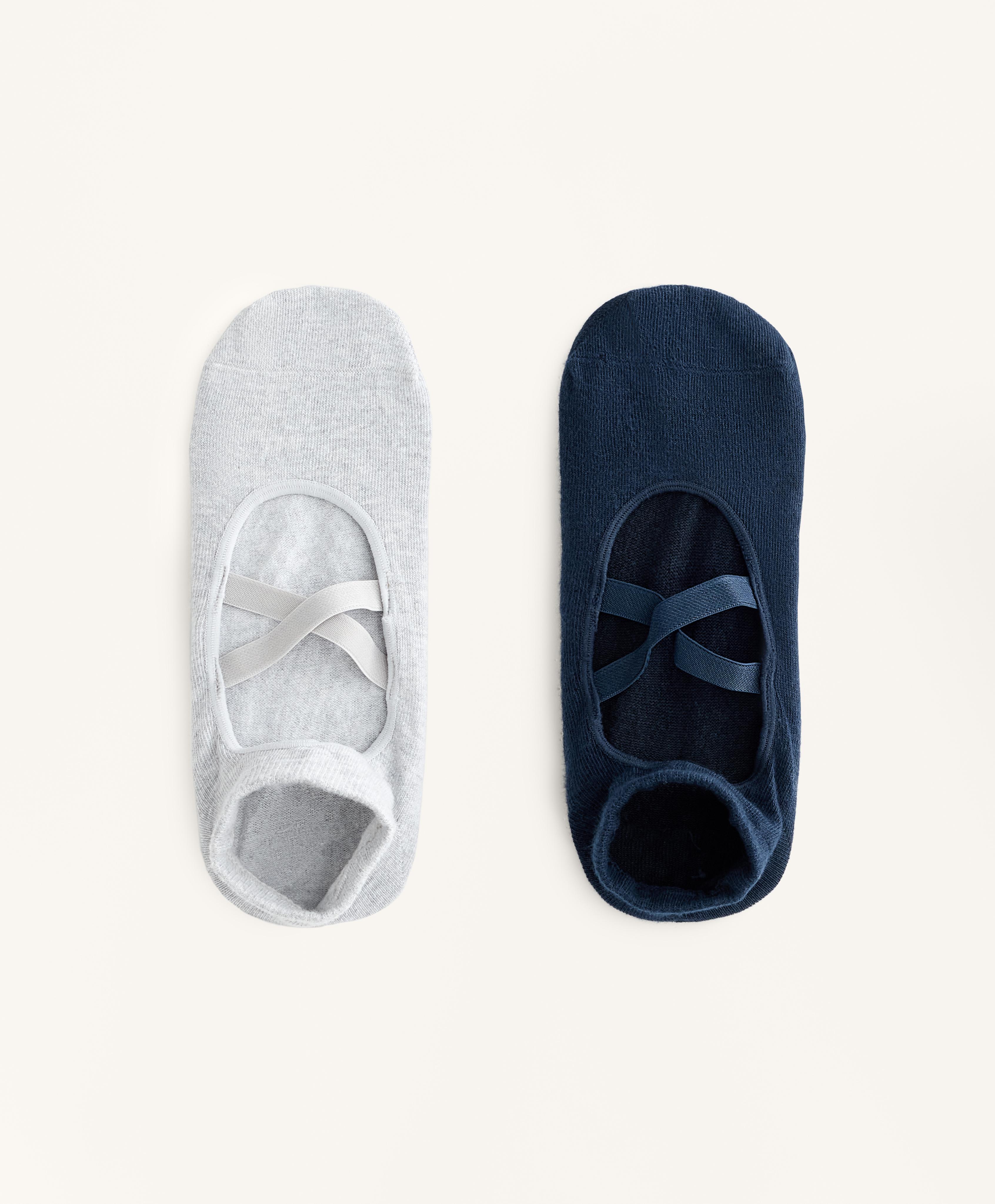 2 pares de calcetines yoga y pilates mezcla algodón cintas cruzadas