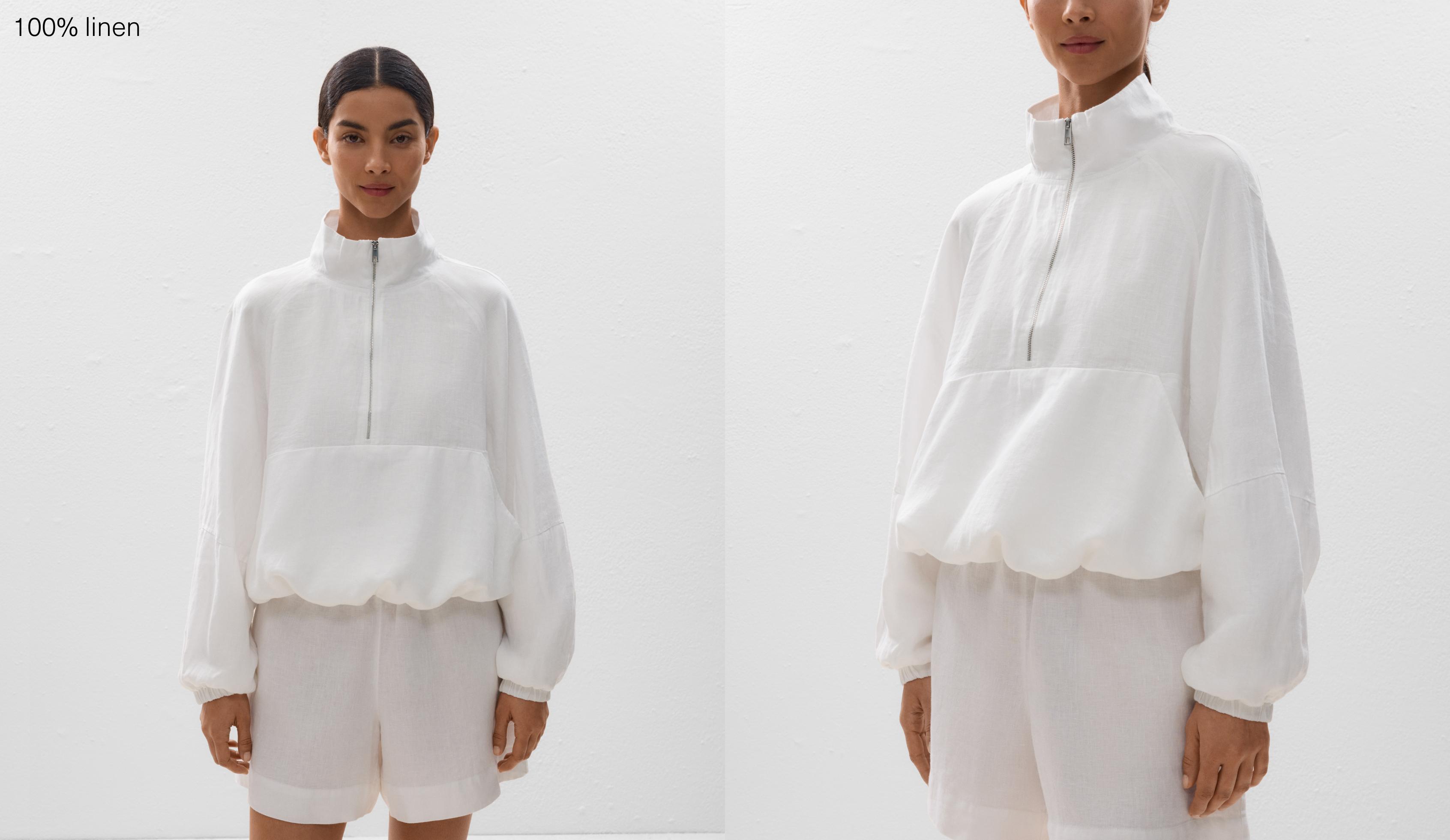 100% linen high collar jacket - Sale