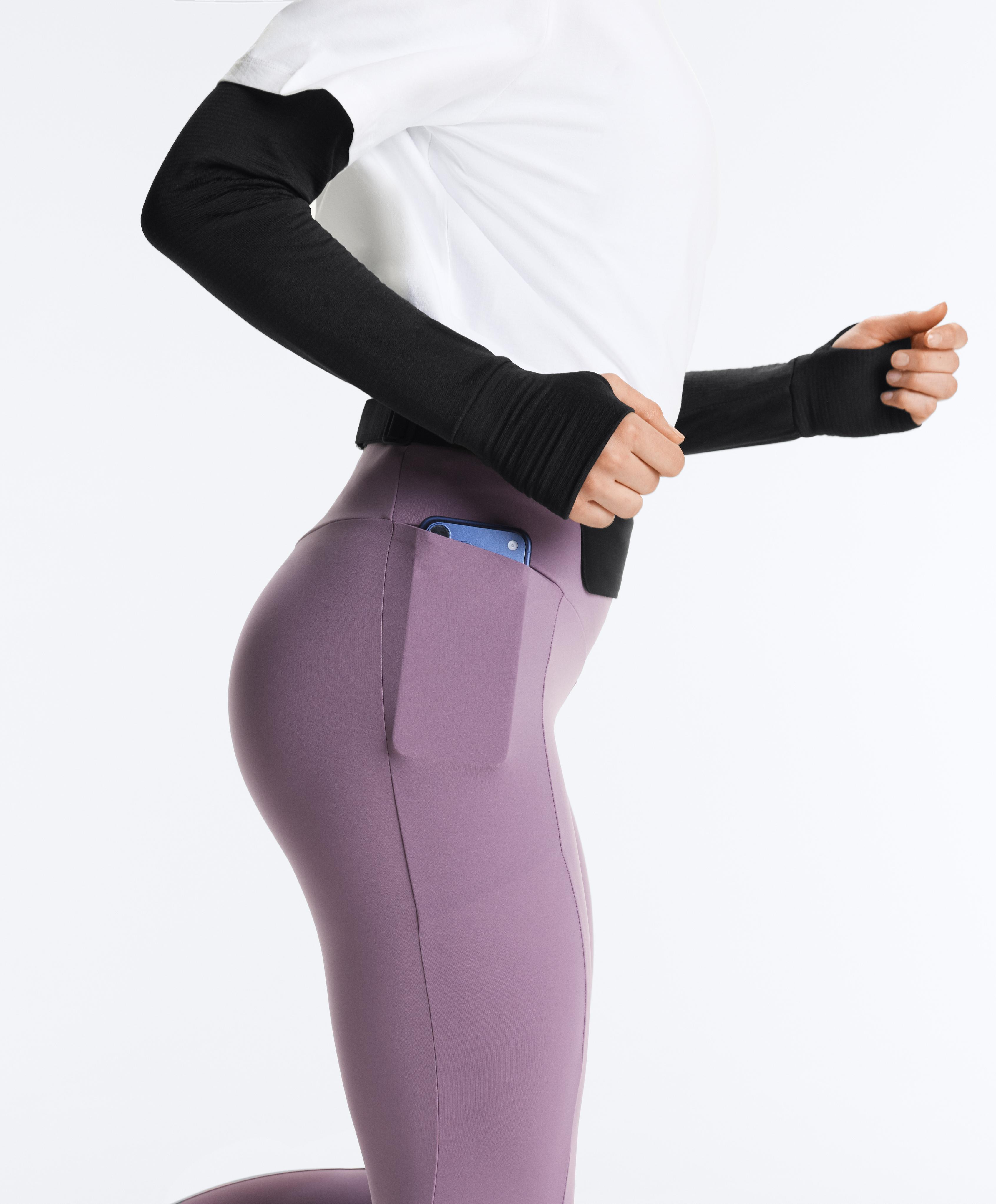 Compressive high-waisted pocket ankle-length leggings — DUSTY VIOLET