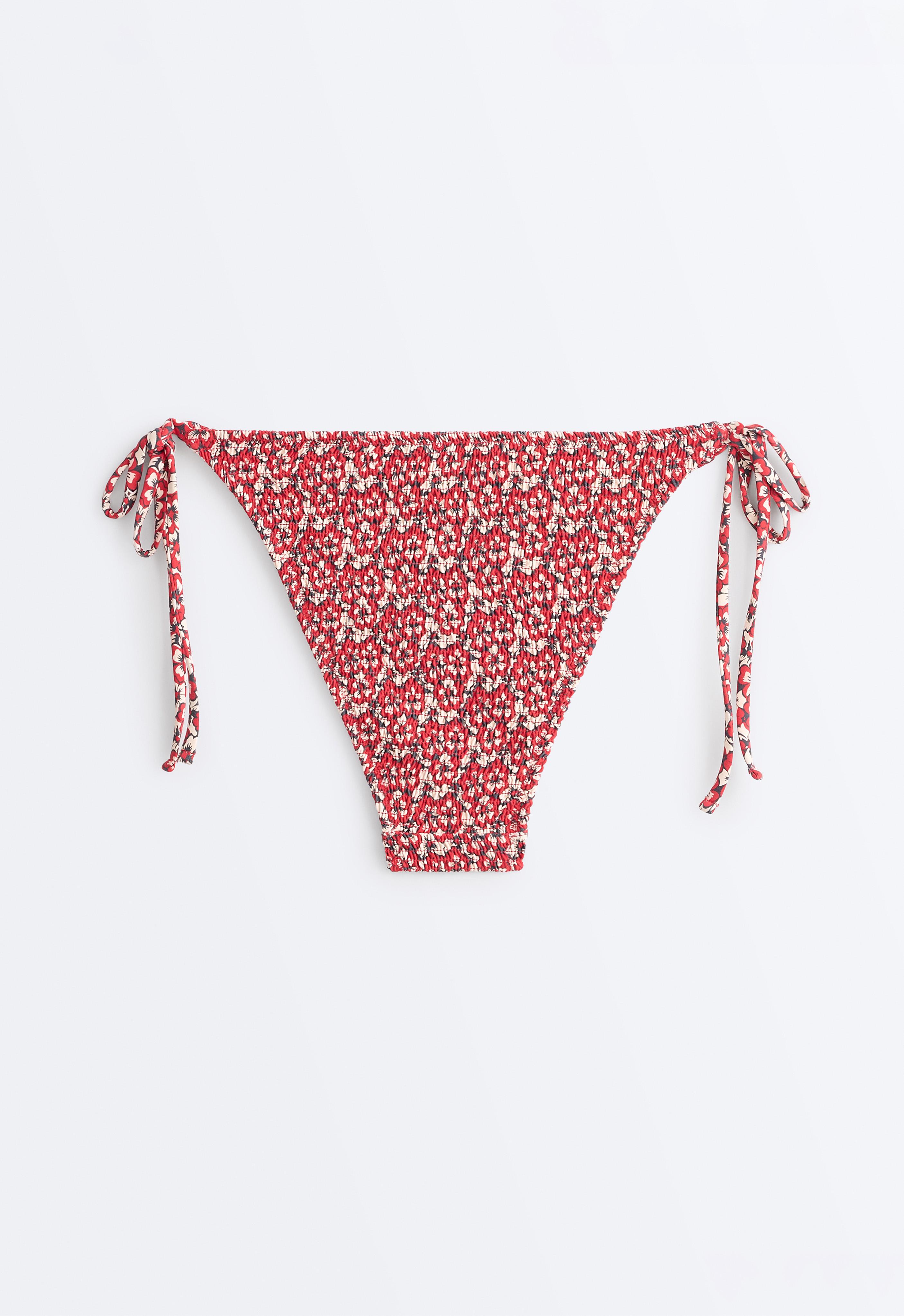 Smock tie medium-coverage bikini briefs — BRIGHT RED