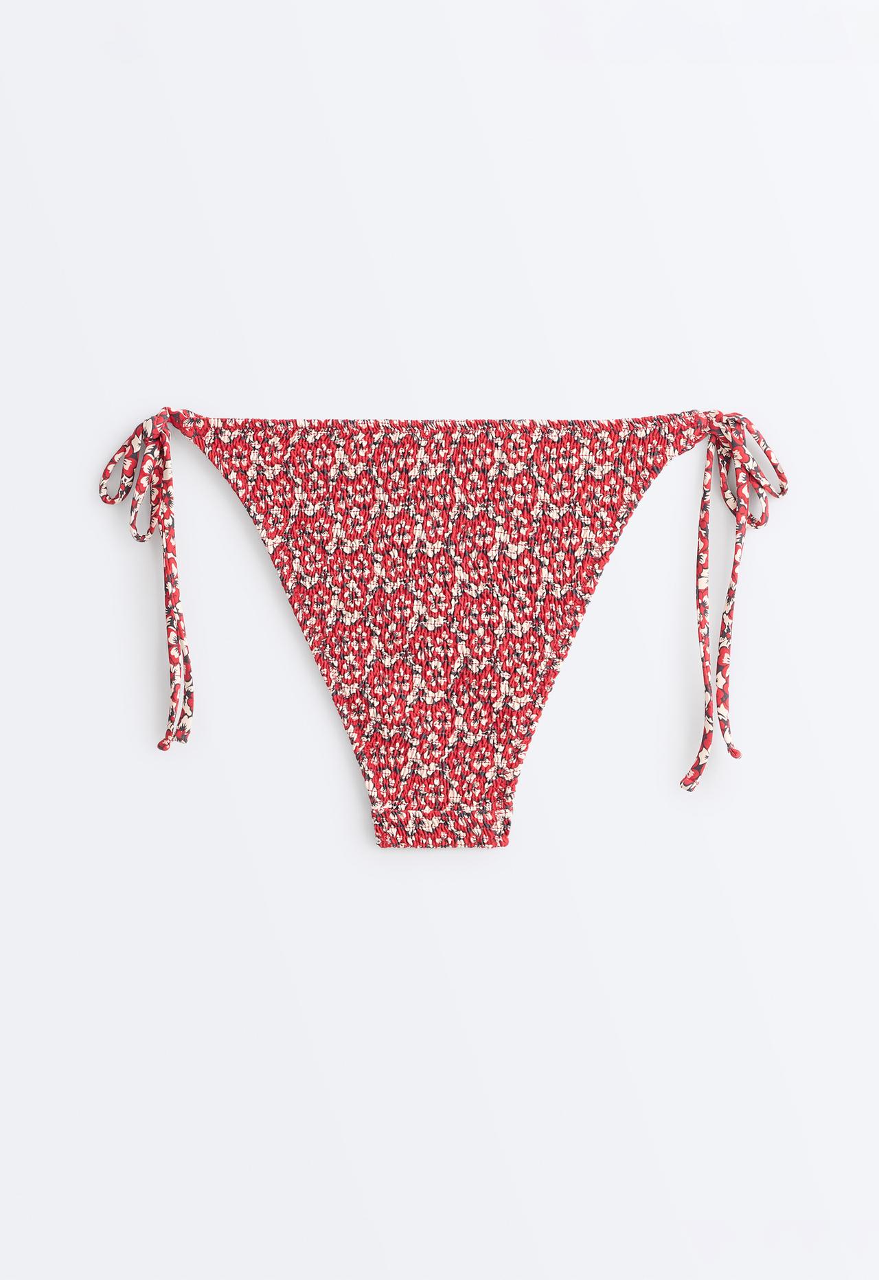 Smock tie medium-coverage bikini briefs — BRIGHT RED