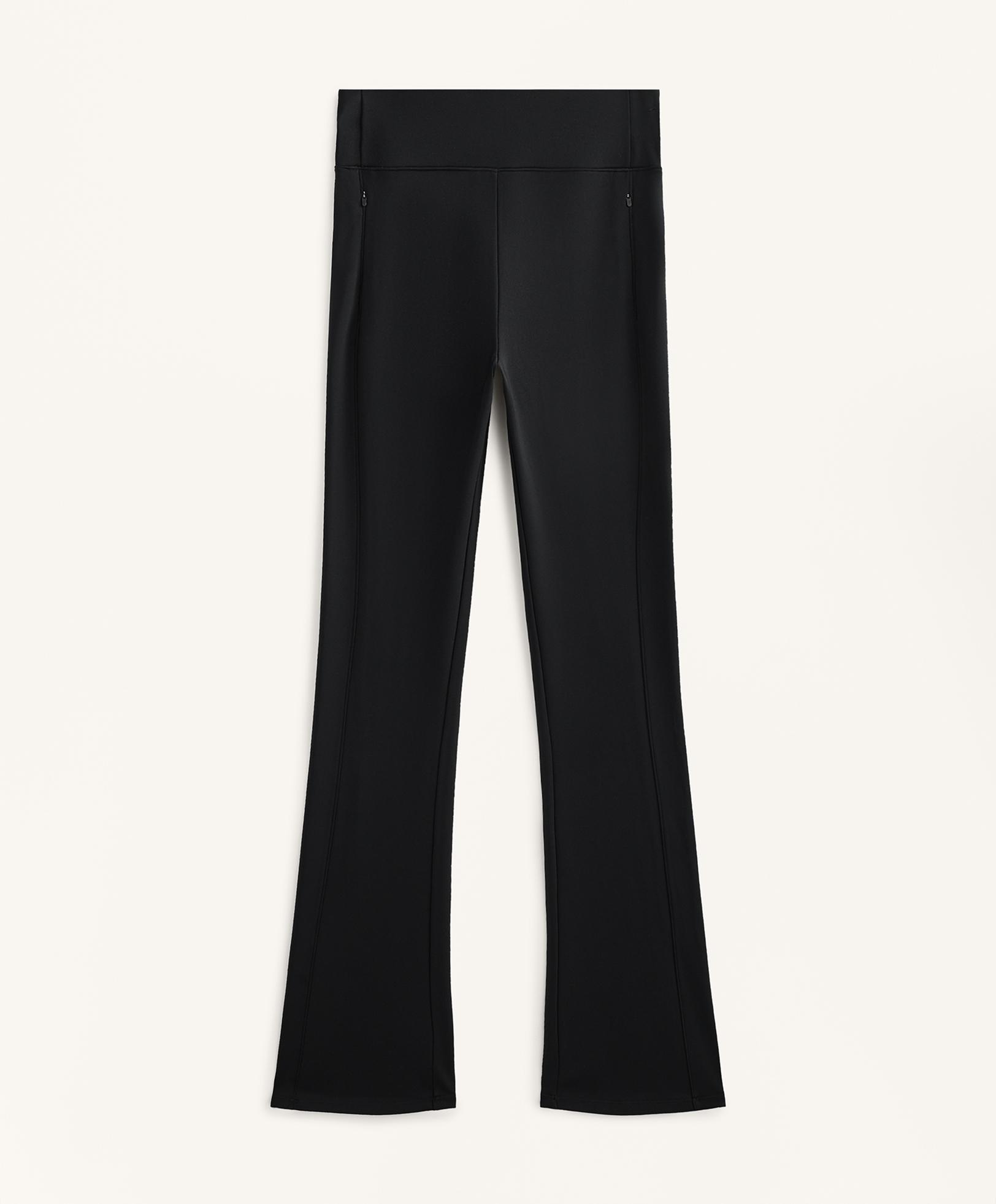 High rise warm flare trousers with pockets — BLACK