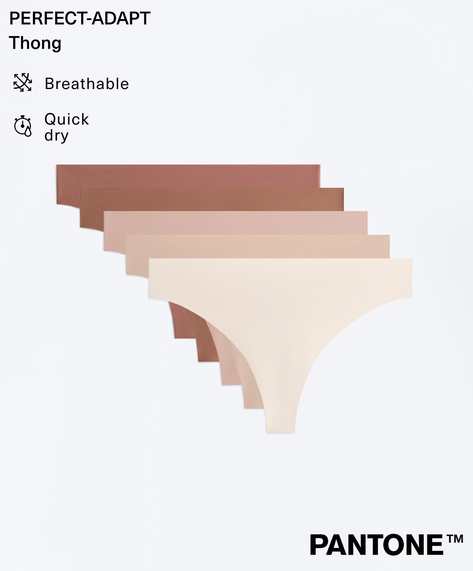 5 invisible polyamide blend PANTONE™ thongs — BEIGE