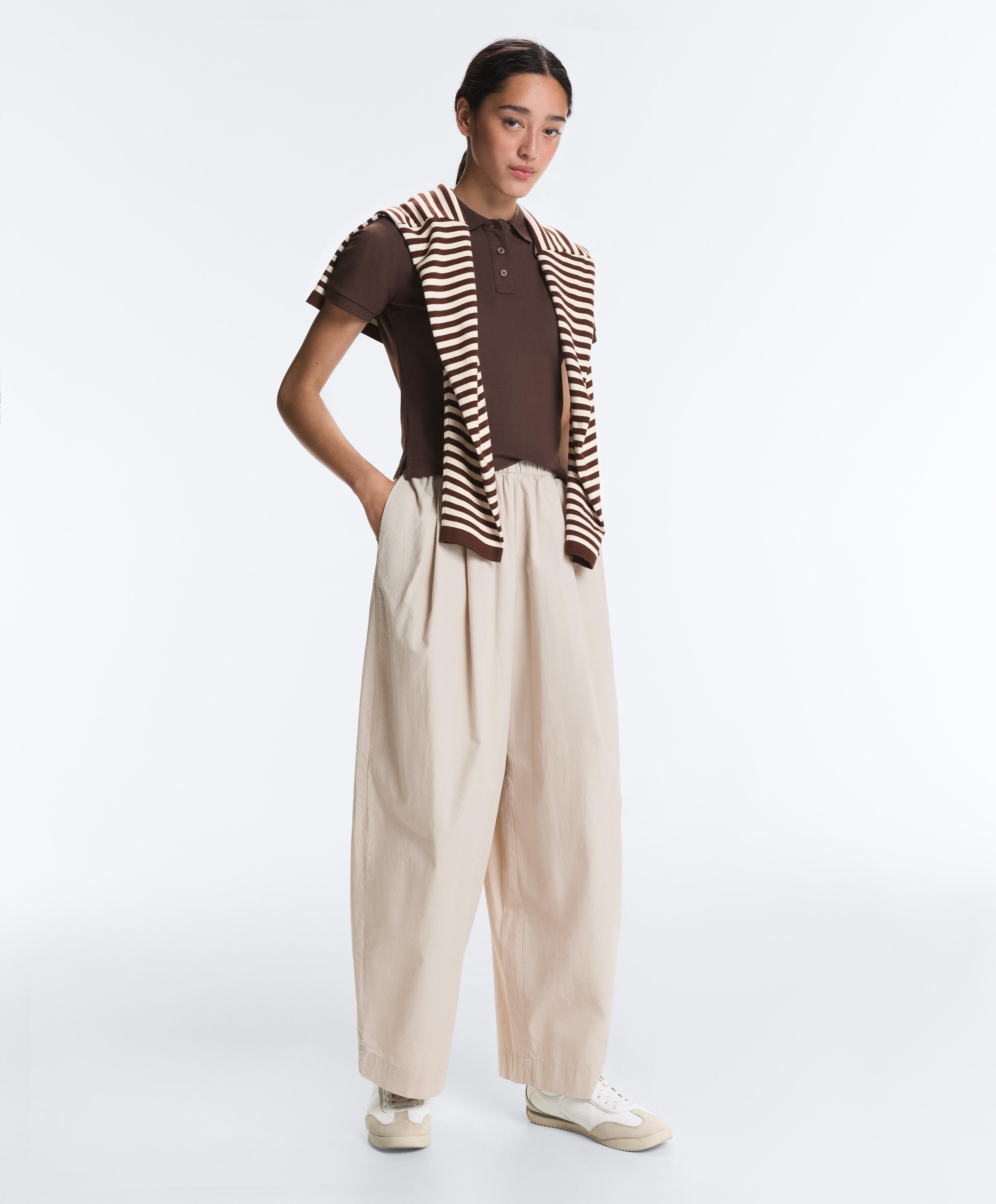 Slim-fit piqué cotton polo shirt — DARK BROWN