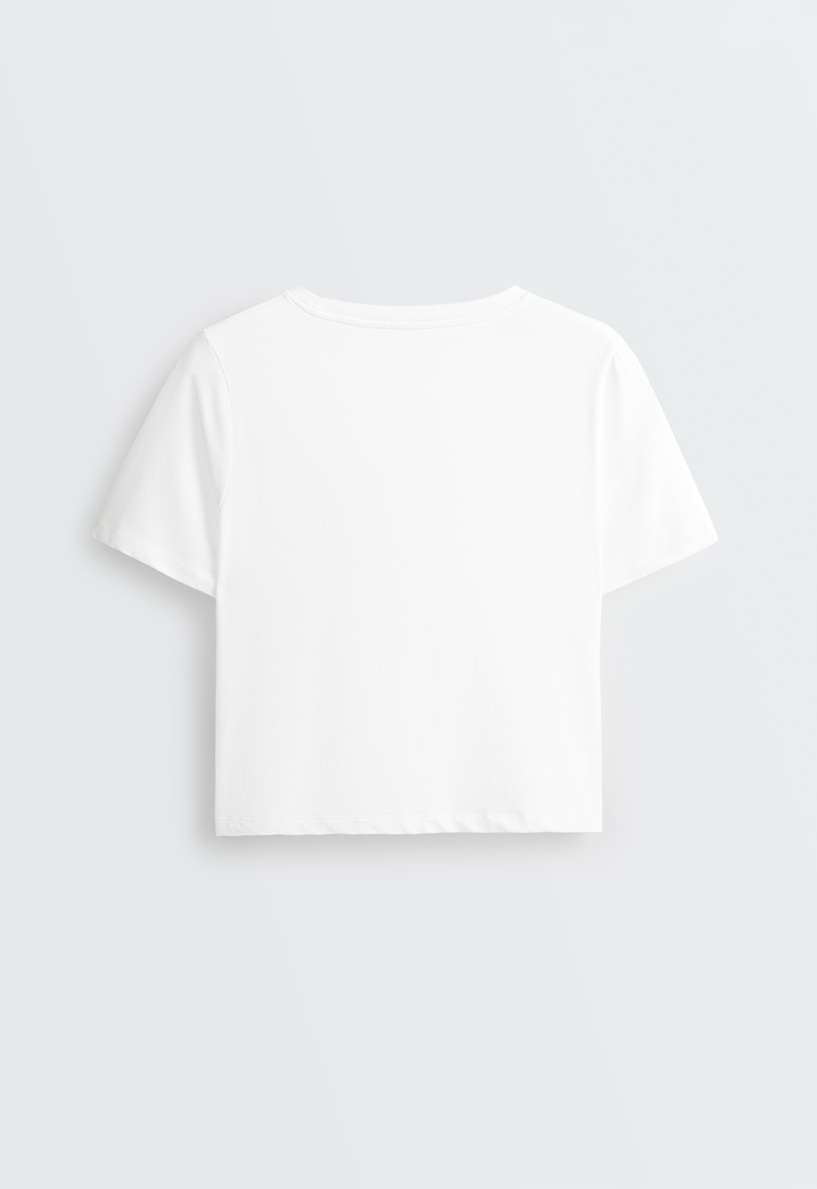 Regular-fit cotton blend slogan T-shirt — WHITE