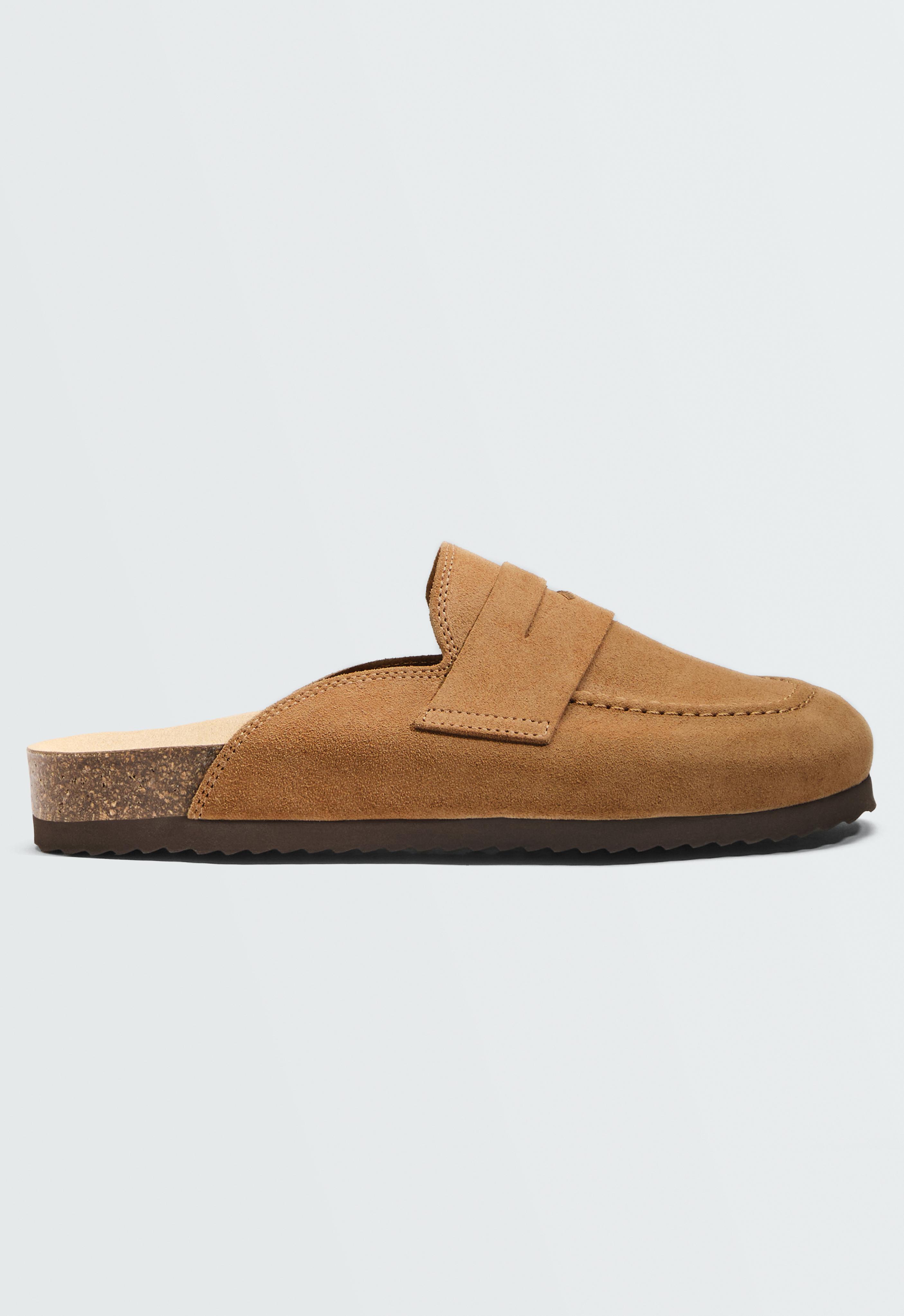 Split-leather mules — TOASTED BROWN