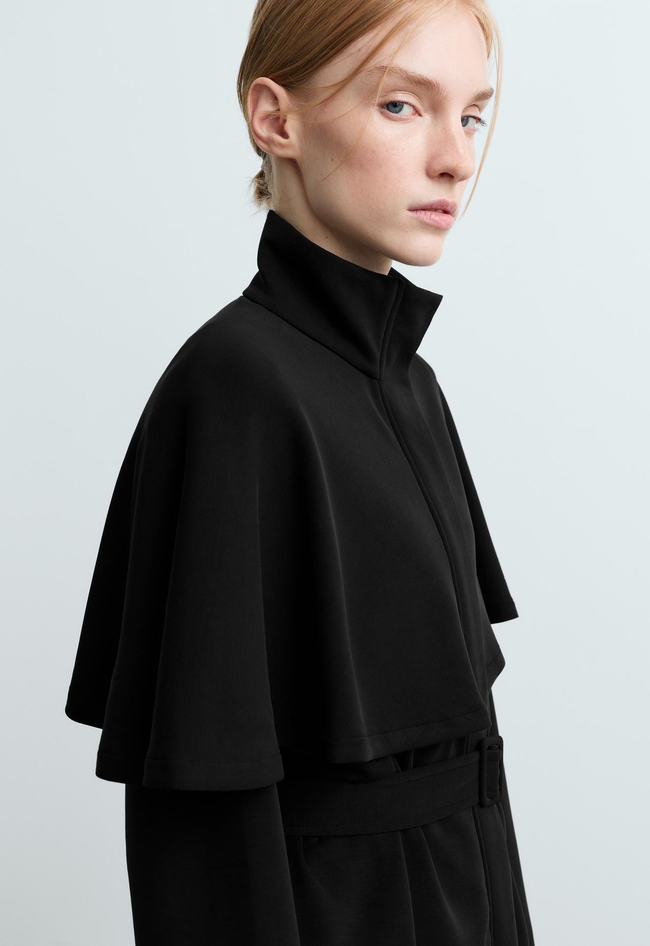 Long modal soft-touch cape jacket — BLACK