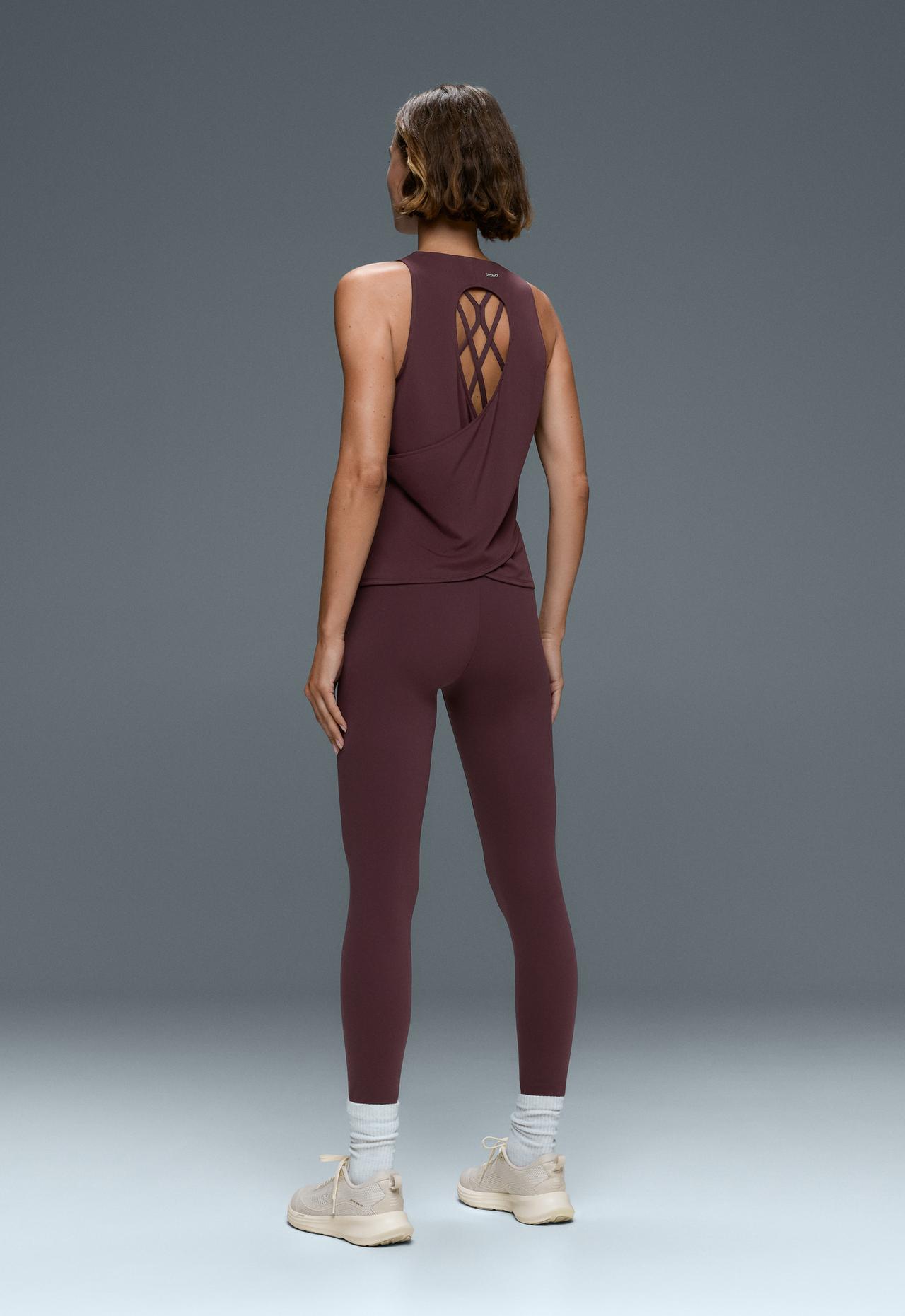 Comfortlux cross-back T-shirt — PLUM