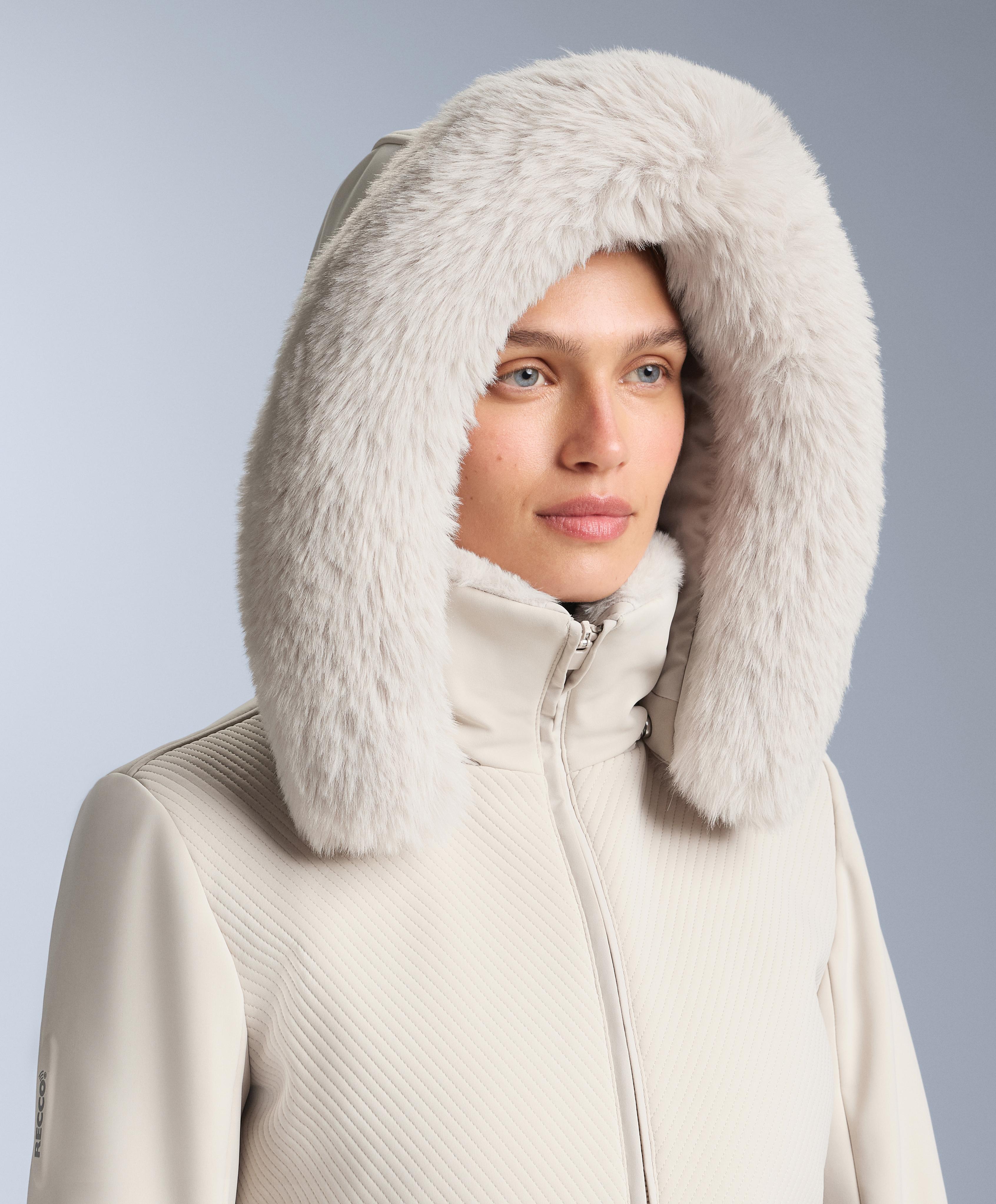 Super-fitted water-resistant colour-block Primaloft® SKI jacket — PALE MINK
