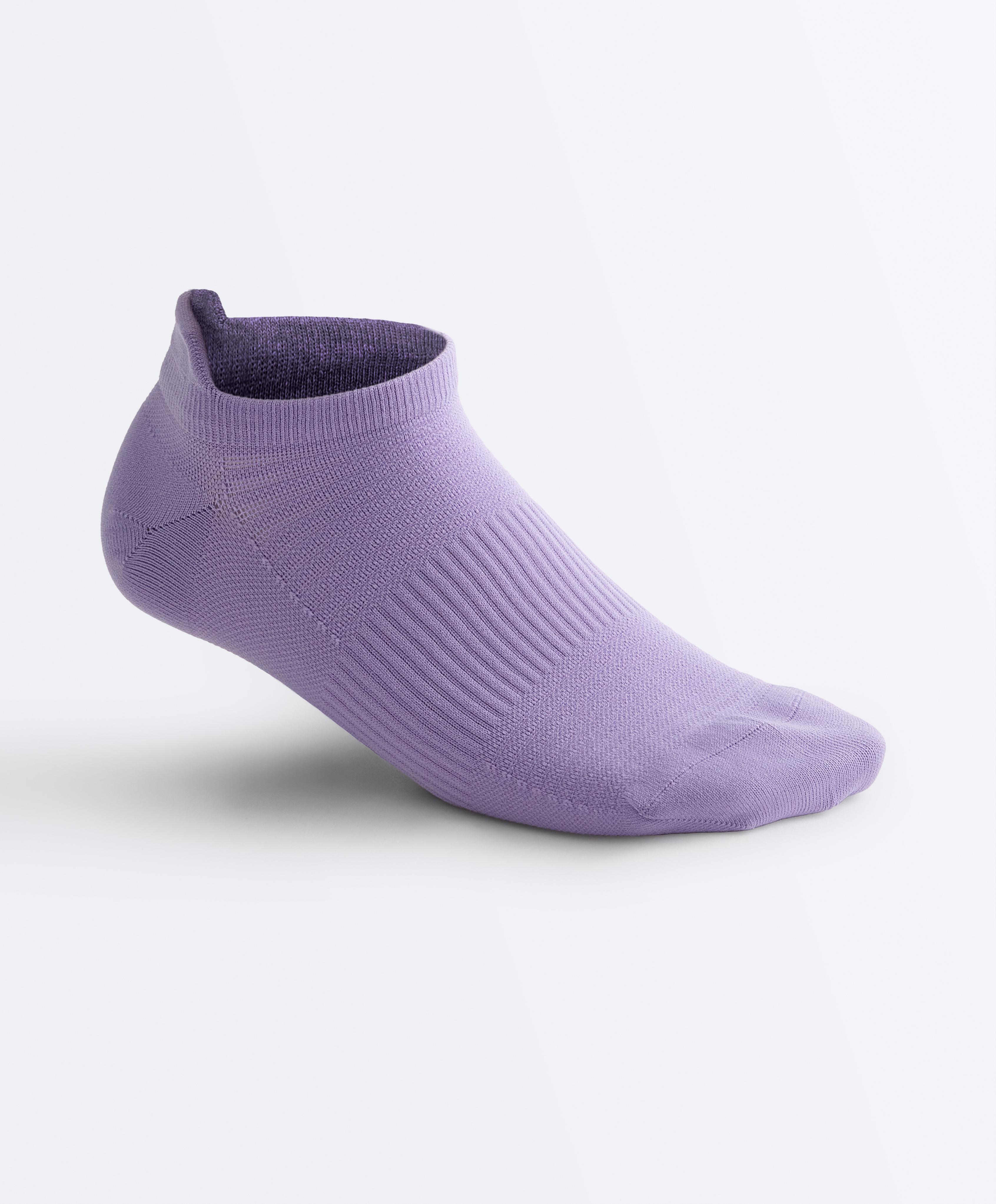 3 pairs of polyamide blend sports sneaker socks with heel tab — WASHED PURPLE