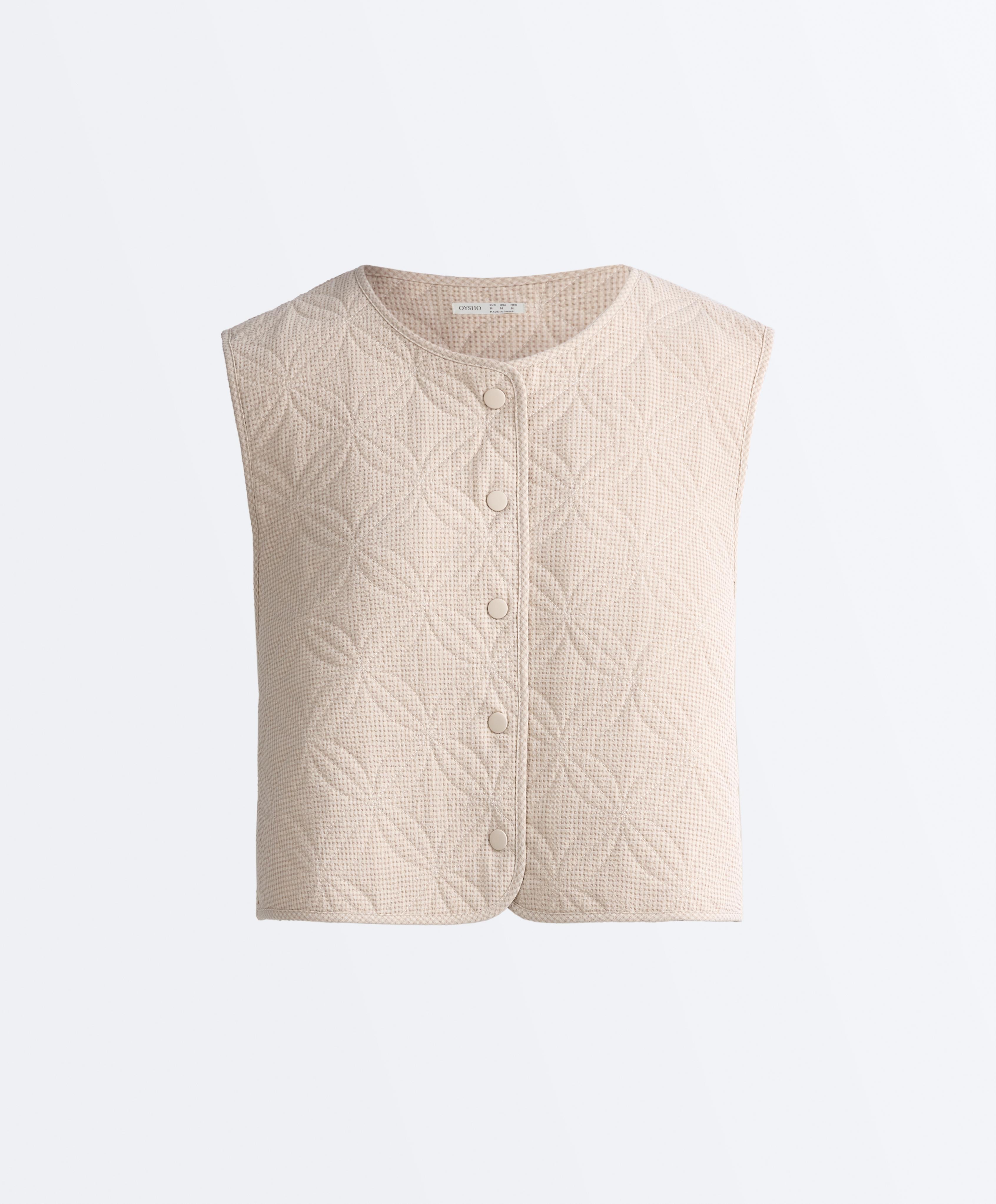 Floral gingham quilted gilet — BEIGE