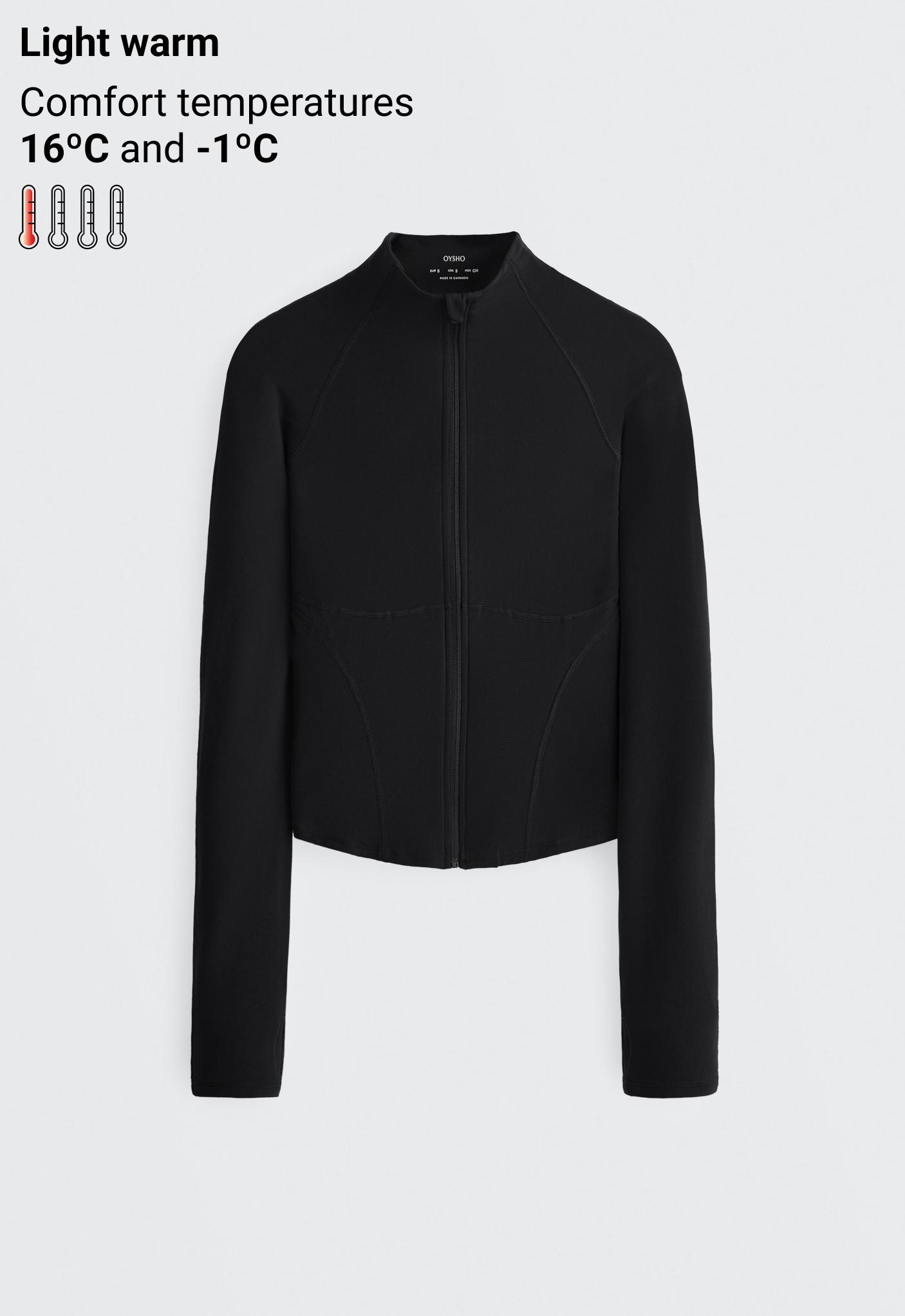 Light warm technical jacket with seams — BLACK
