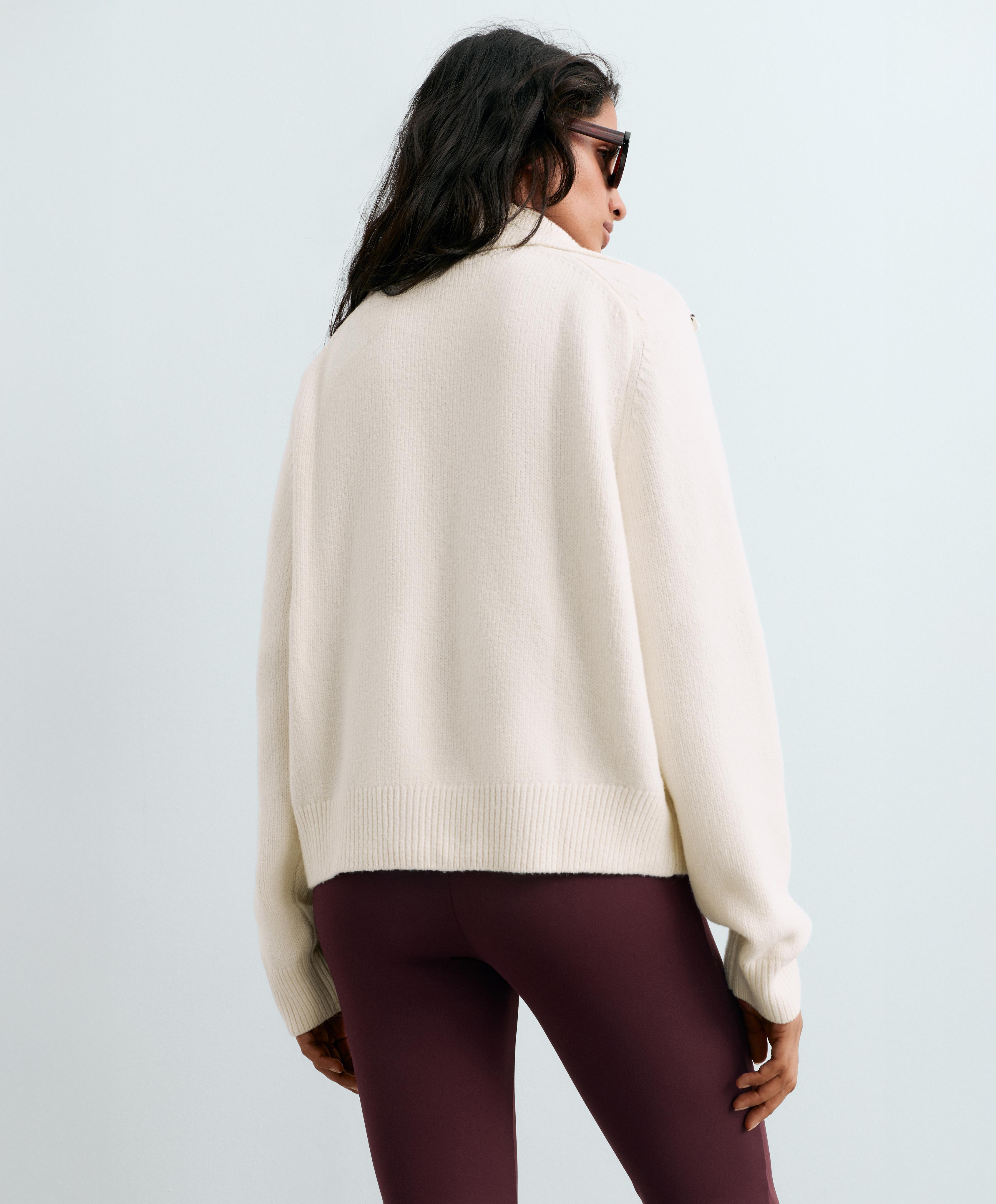 Cotton lapel collar cardigan — PALE ECRU