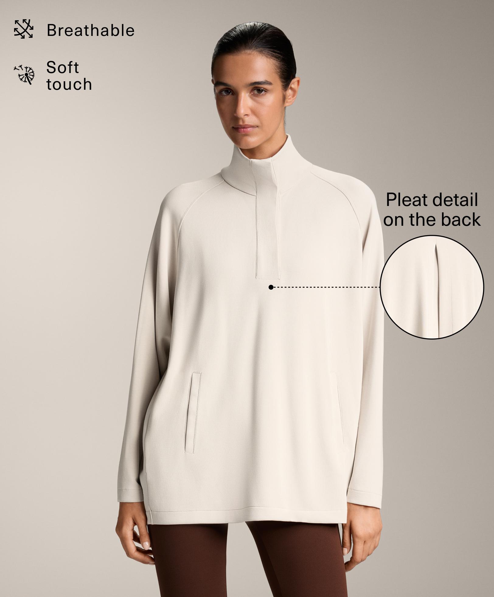 Long back pleat sweatshirt with soft-touch modal Long back pleat sweatshirt with soft-touch modal