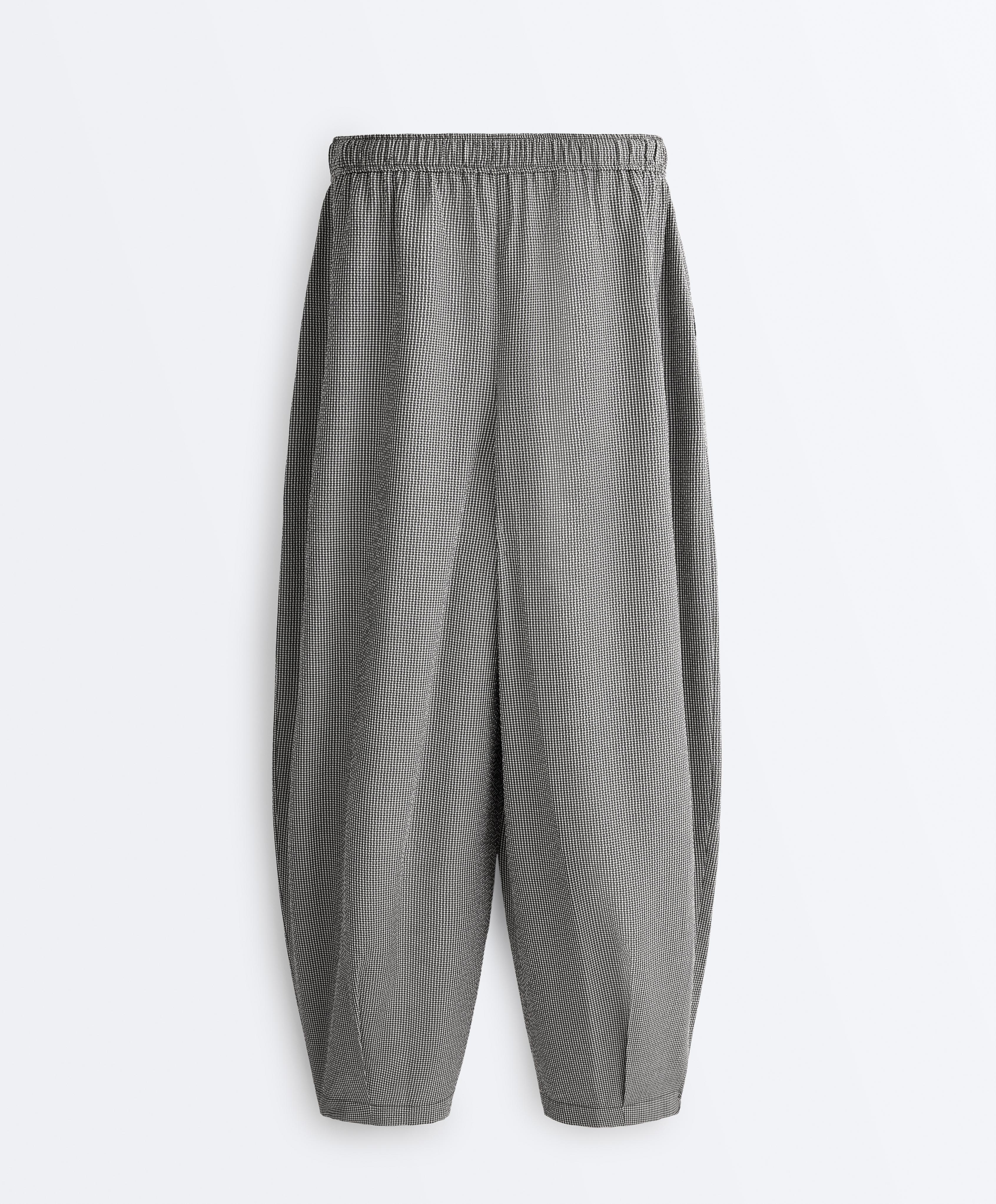 Gingham lyocell blend balloon trousers — DUSTY BLACK