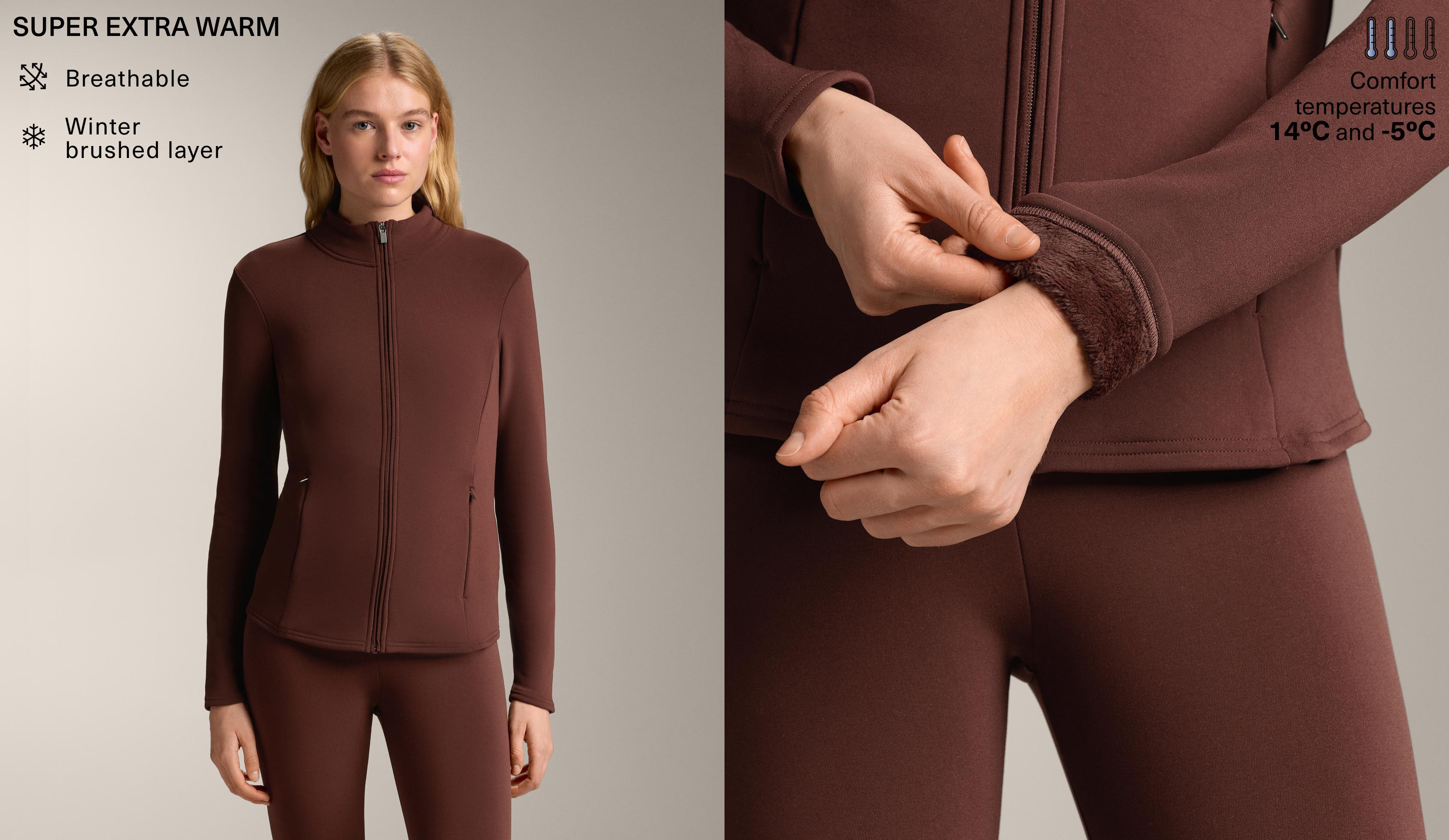Long super extra warm technical jacket — BURGUNDY