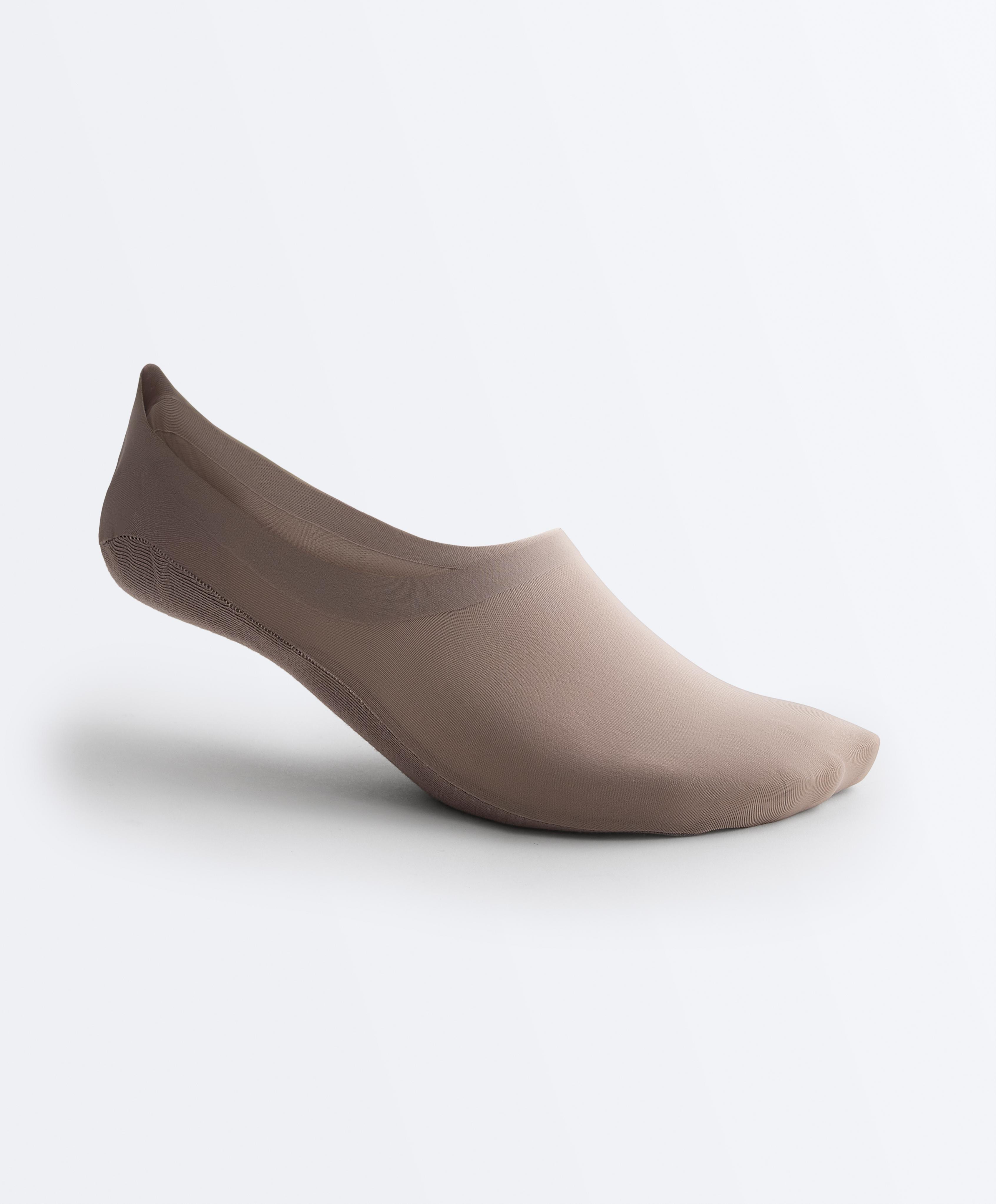 2 pairs of high-cut invisible microfibre socks — MOCHA