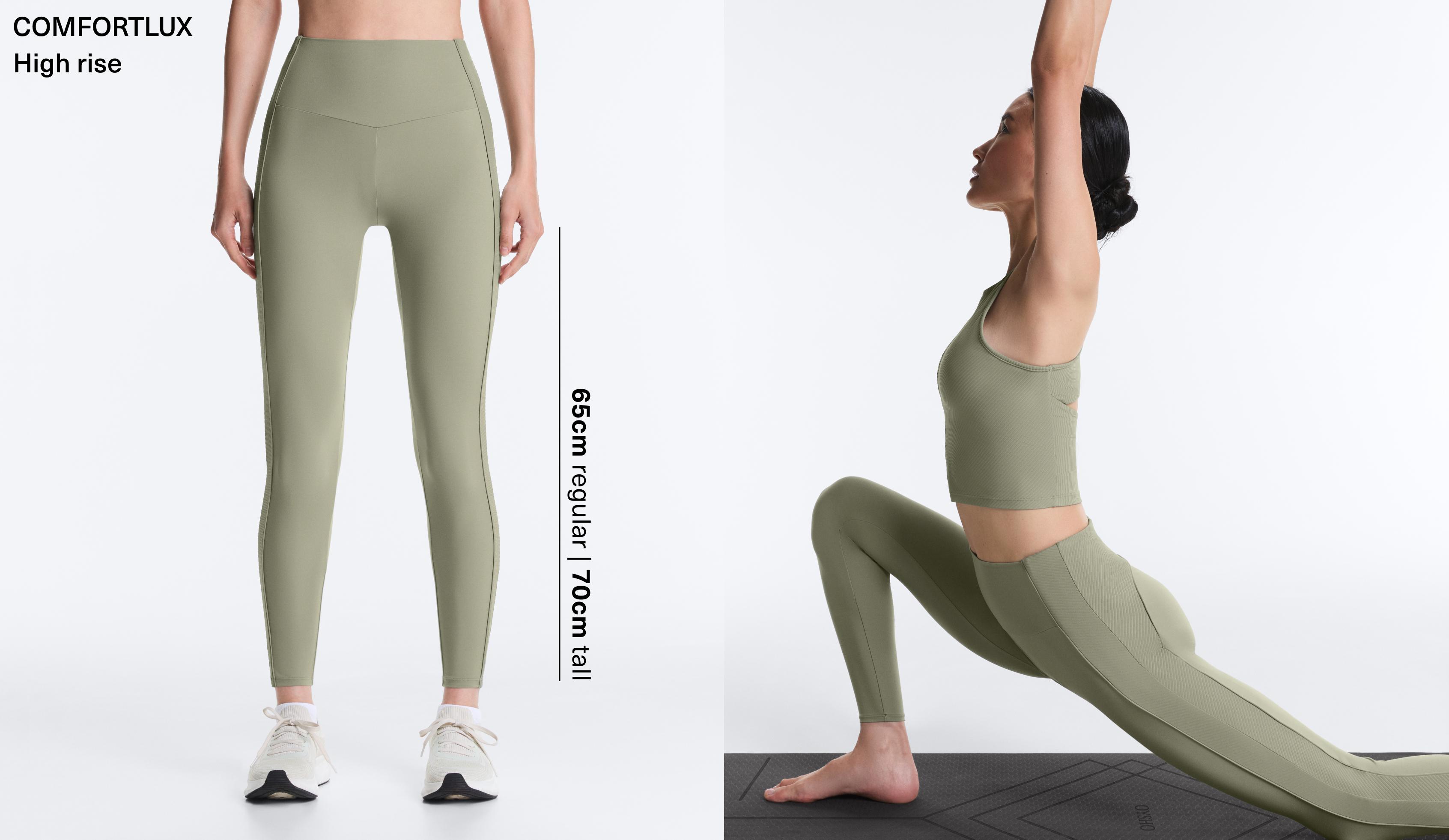 Comfortlux high-rise rib ankle-length leggings — PALE GREEN