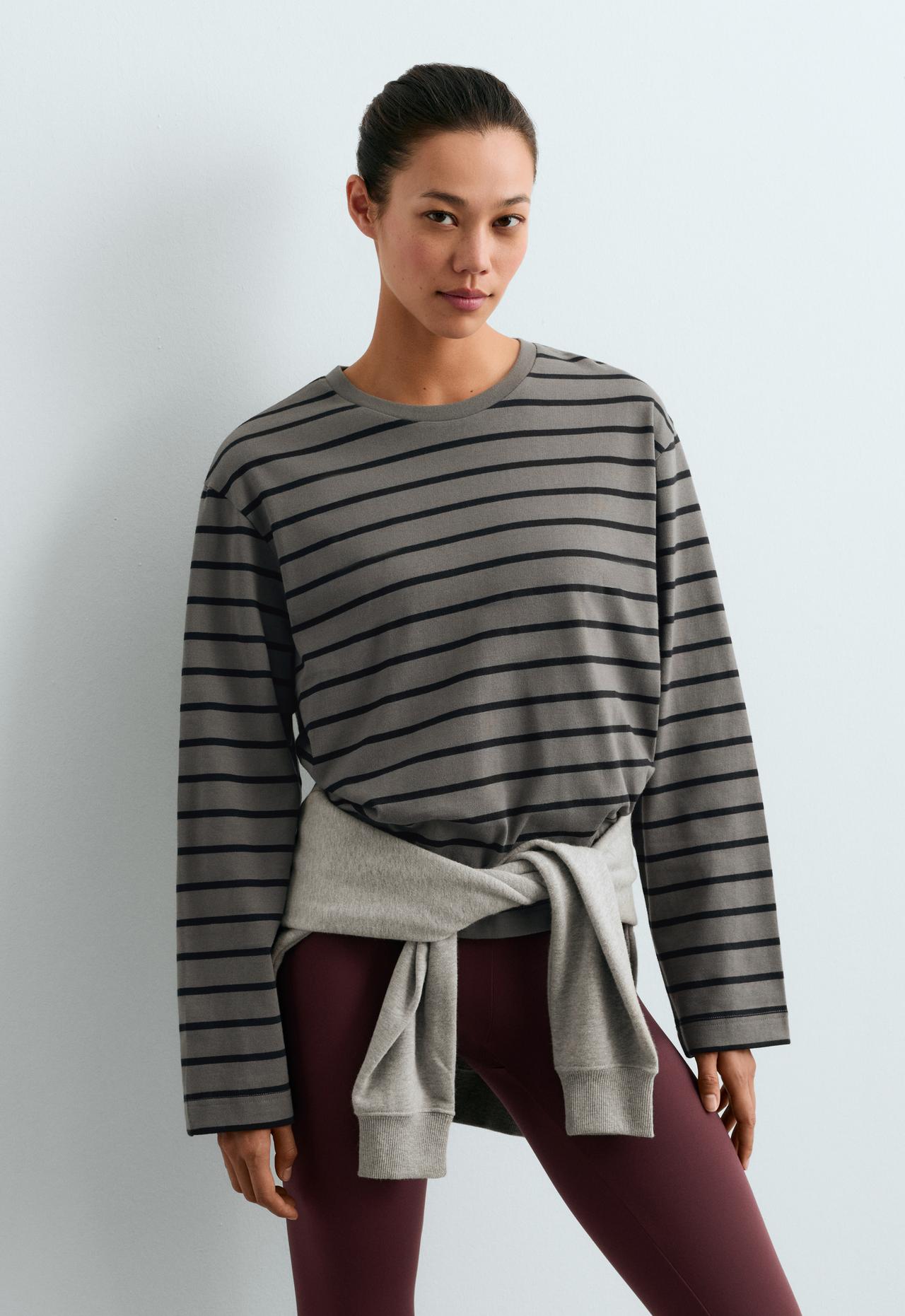 100% cotton Boxy long sleeve T-shirt — CHARCOAL GREY