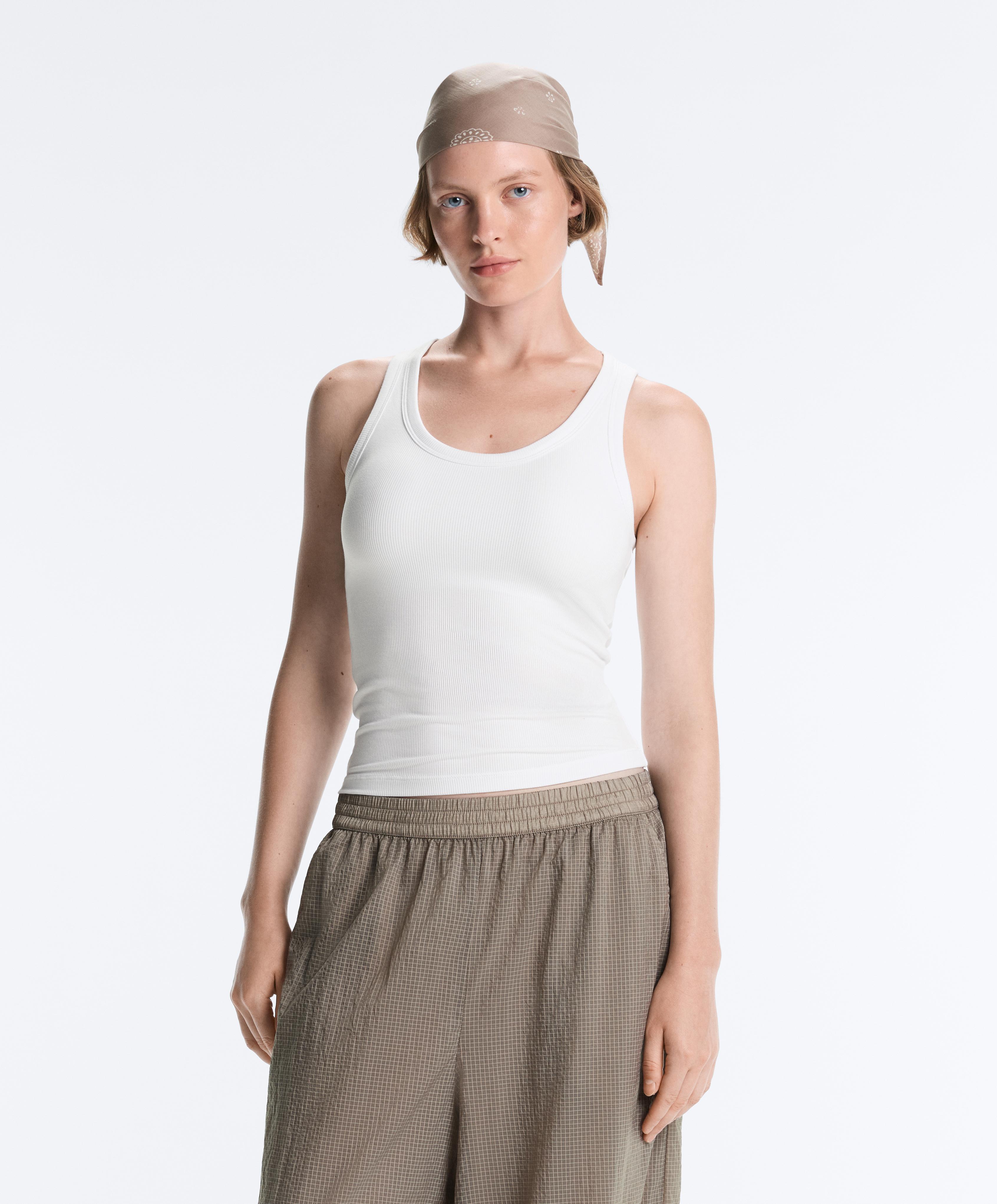 Rib modal blend tank top — WHITE