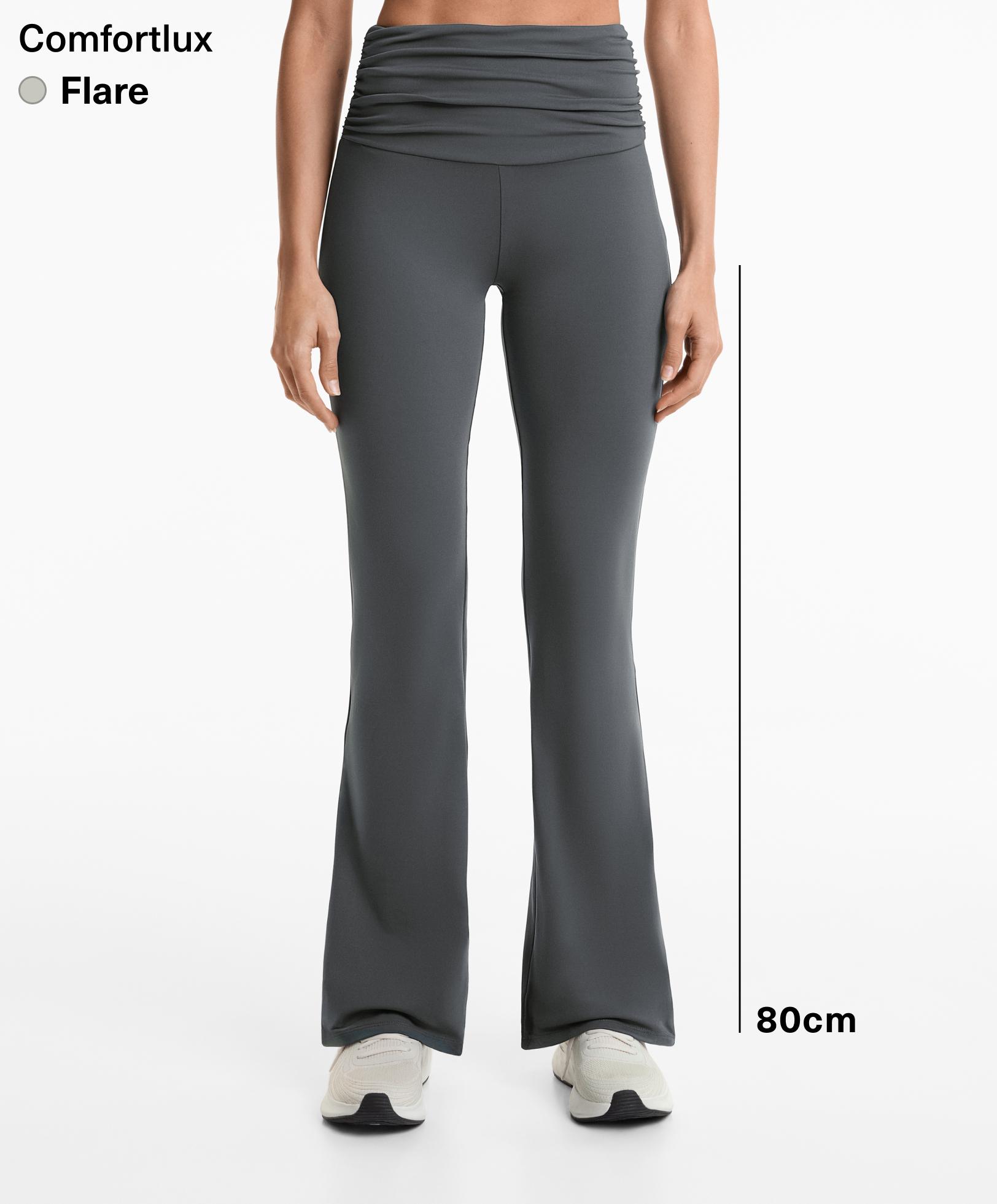 High rise Comfortlux flare trousers with gathered waist